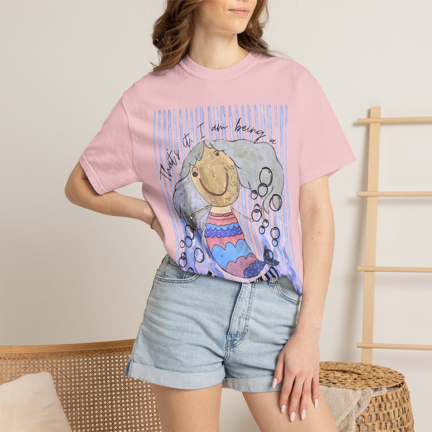 Mermaid Watercolor Graphic T-Shirt — "Just a Little Mermaid"