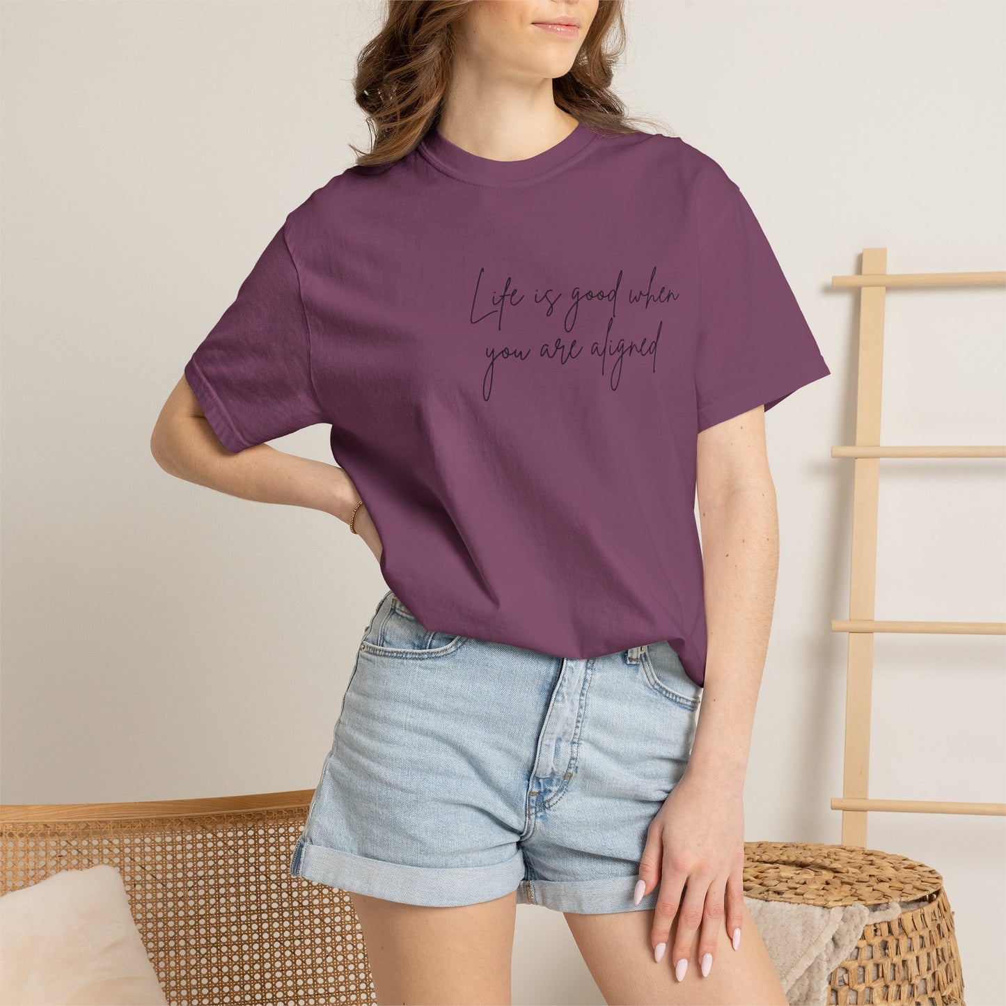 Life is better when your aligned | Floral Spine Tee | Cute Line Art Tee
