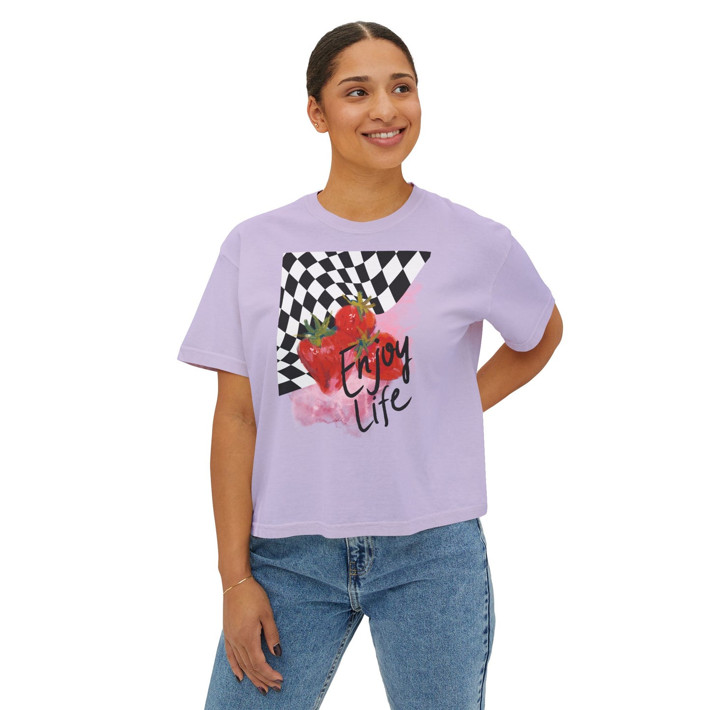 Checkered Enjoy Life Boxy Tee
