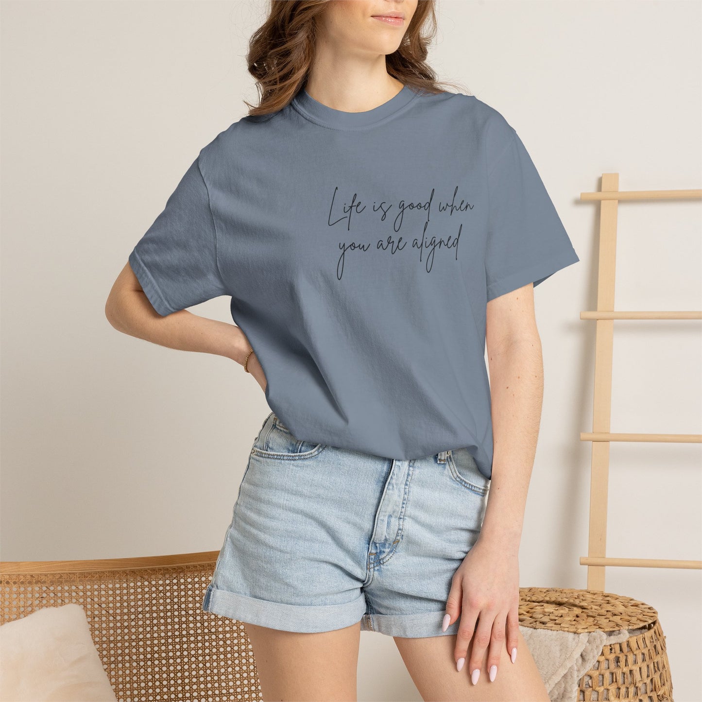 Life is better when your aligned | Floral Spine Tee | Cute Line Art Tee