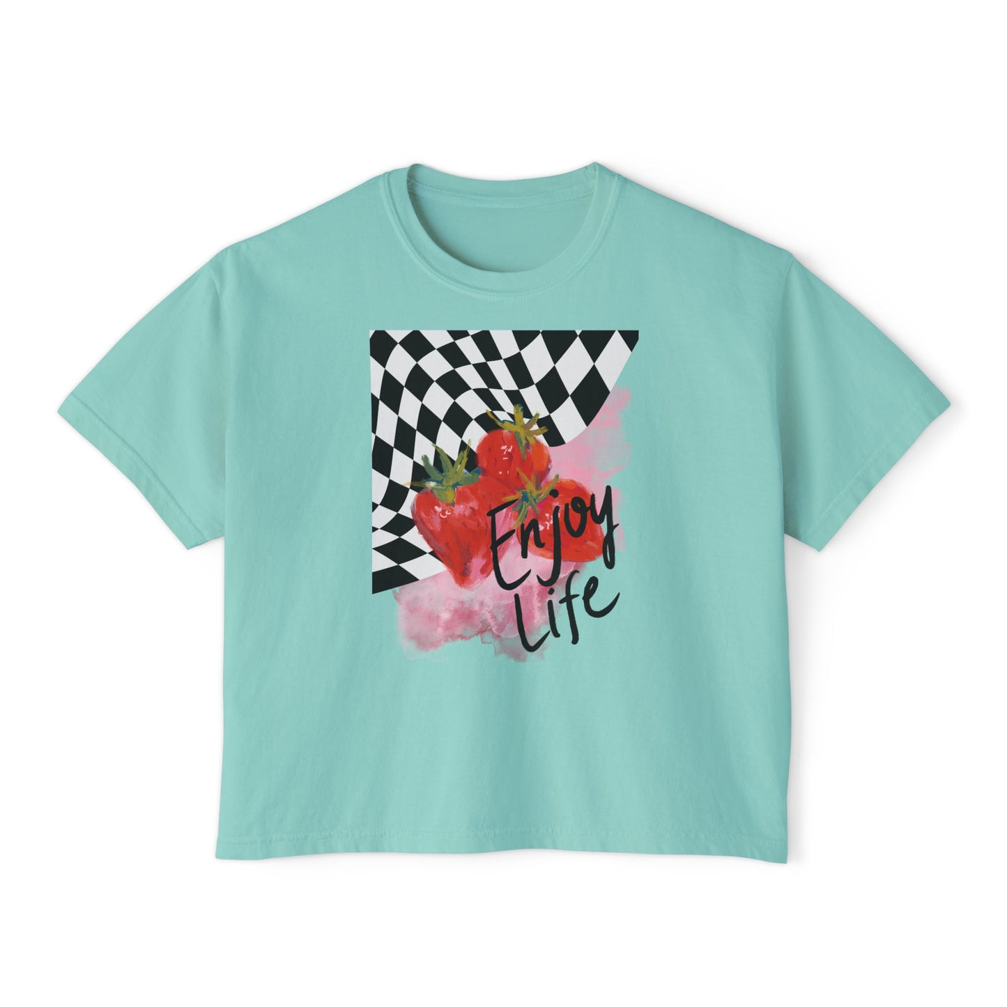 Checkered Enjoy Life Boxy Tee