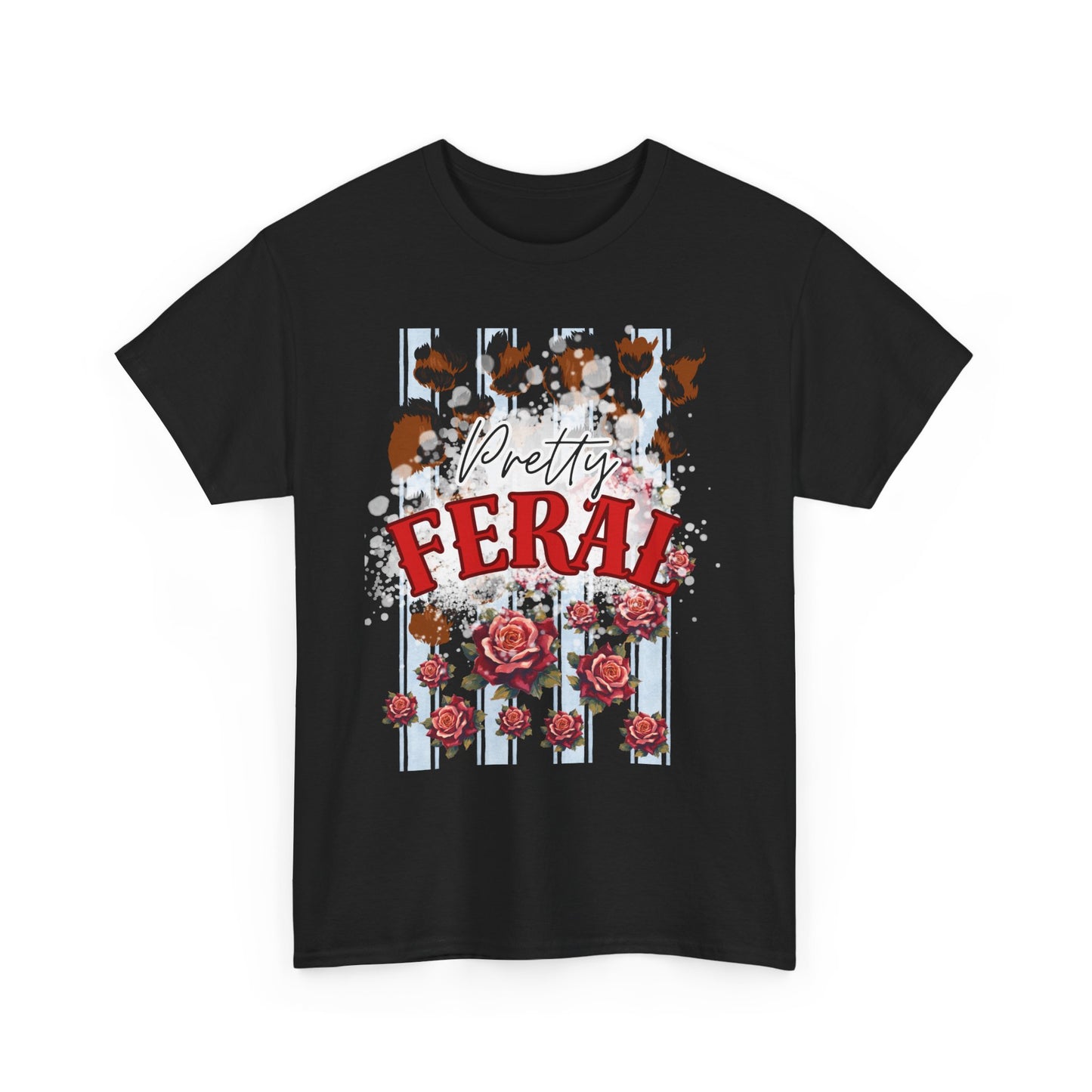 Pretty Feral Tee - Leopard Print and Roses Tee - Sky Blue Stripped Tee