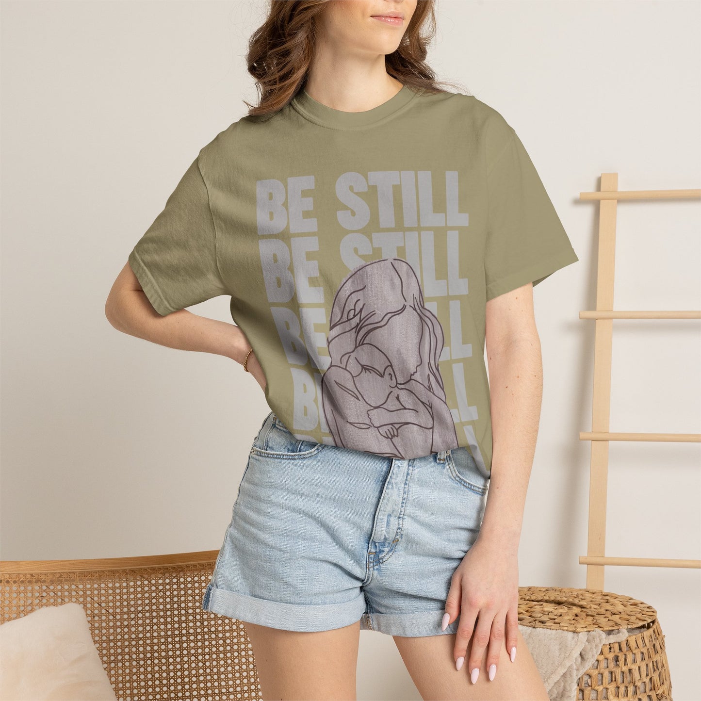Be Still in Motherhood T-Shirt — Balancer of Chores + Cuddles, Messes + Magic