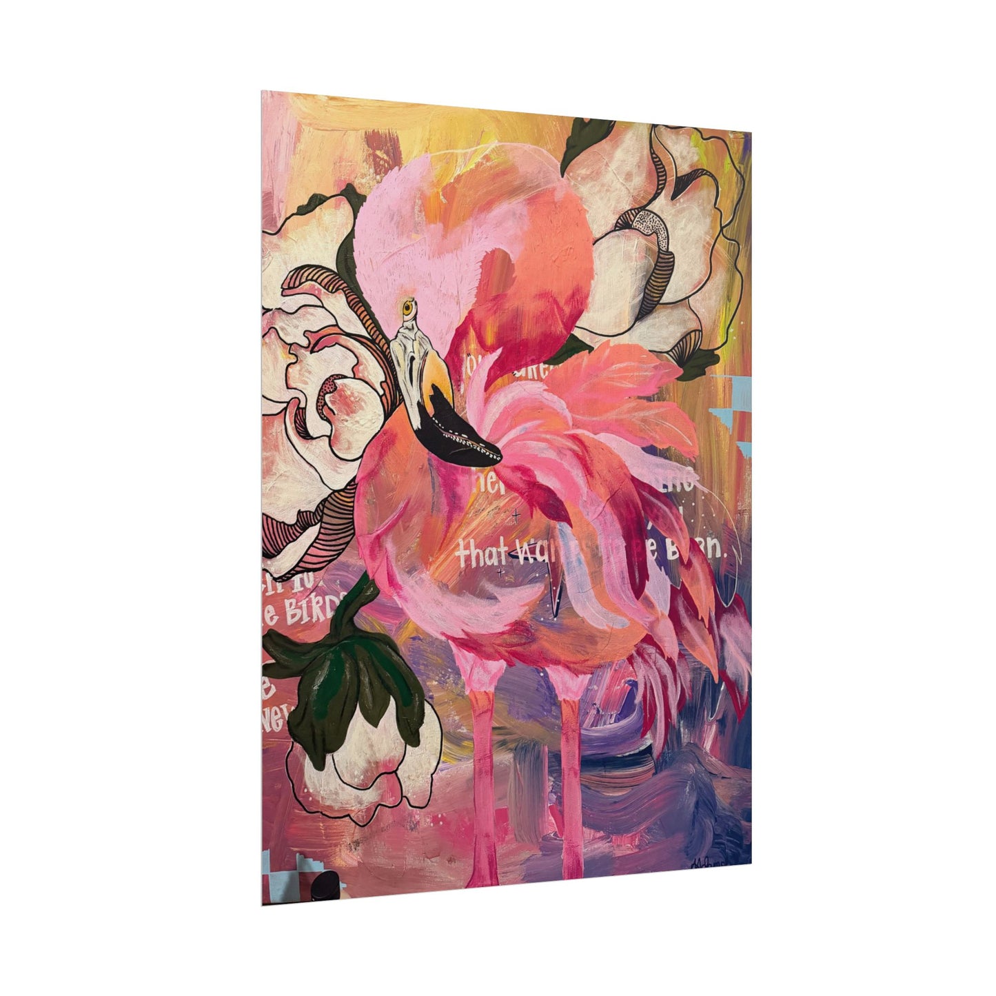 Flamingo Wall Print |Listen to the birds, not the news | Got My Pink Back
