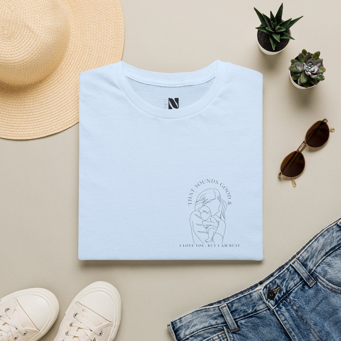 Motherhood Line Art Tee — Minimal Funny Mom Day-to-Day Shirt