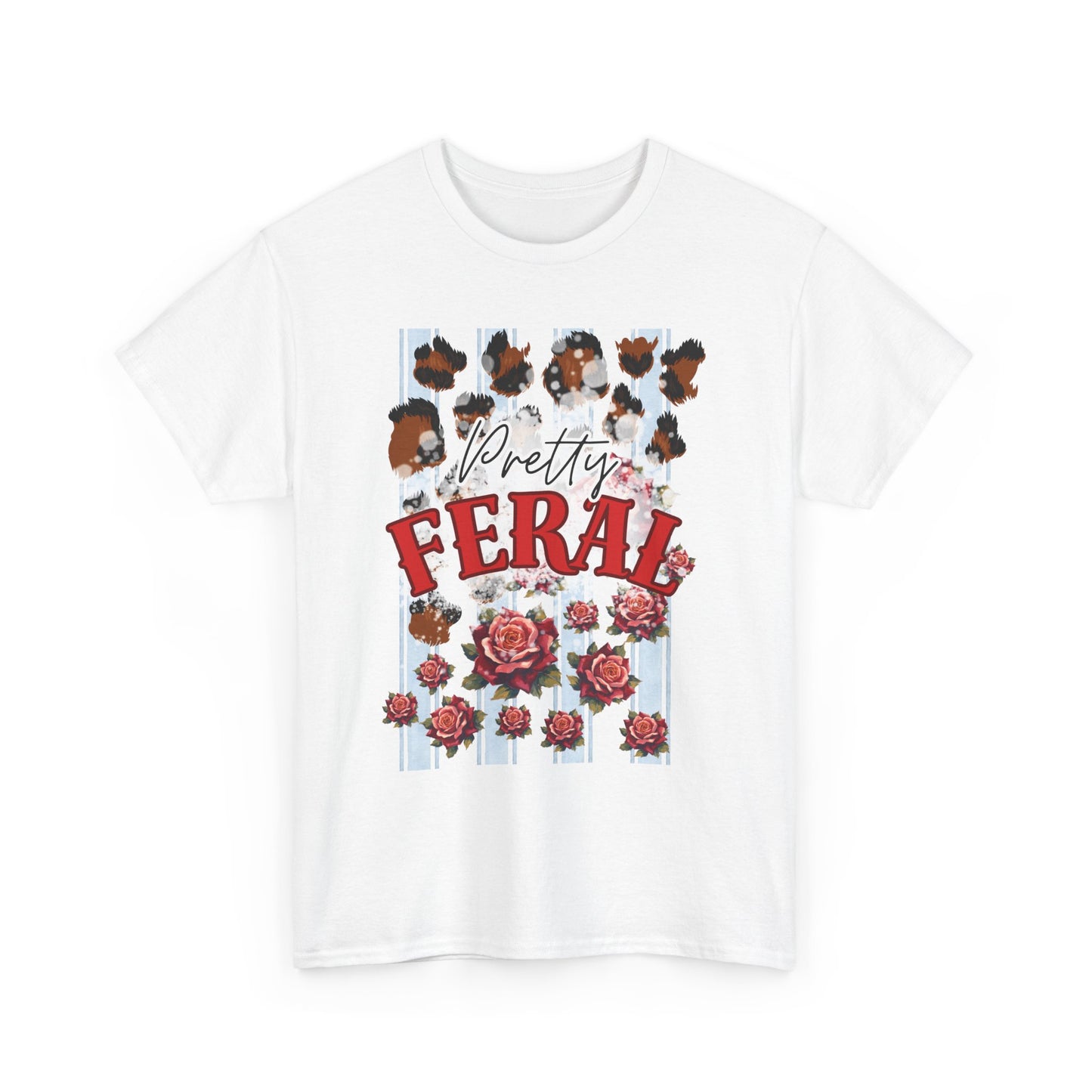 Pretty Feral Tee - Leopard Print and Roses Tee - Sky Blue Stripped Tee