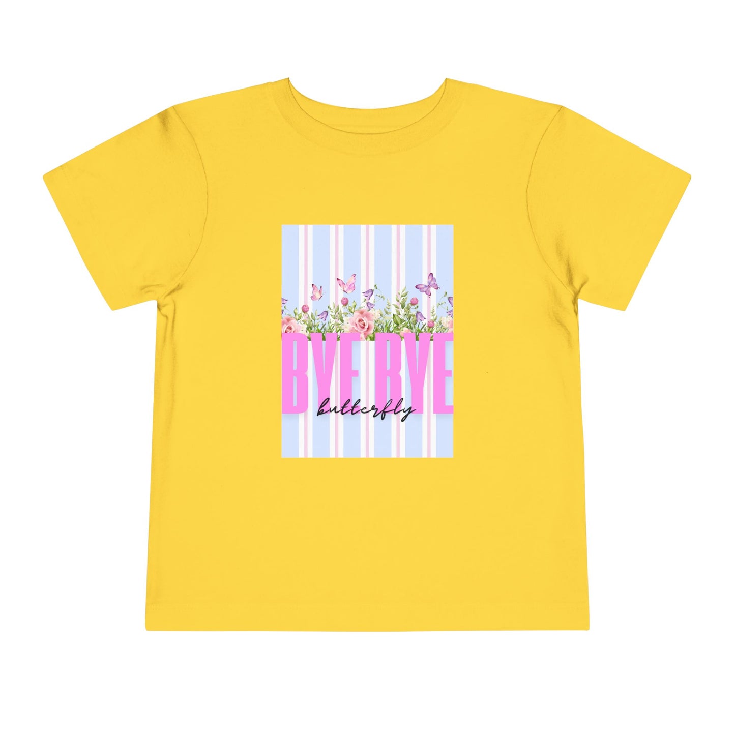 Toddler Tee — "Bye Bye" Floral Stripes Kids Shirt