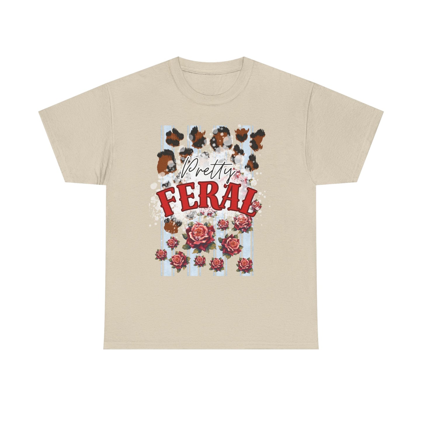 Pretty Feral Tee - Leopard Print and Roses Tee - Sky Blue Stripped Tee