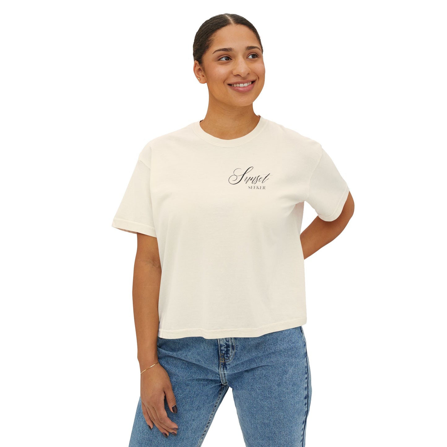 Sunset Seeker | What is the best that could happen? | Cute Boxy Tee