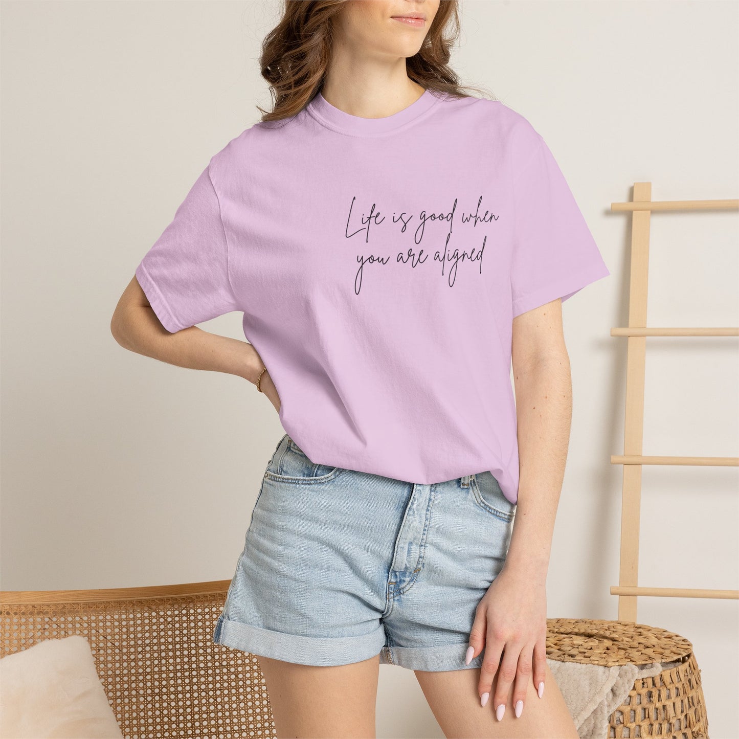 Life is better when your aligned | Floral Spine Tee | Cute Line Art Tee
