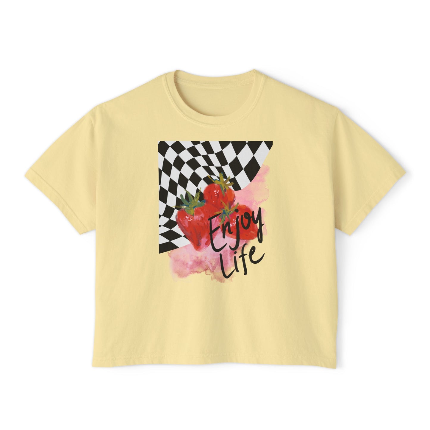 Checkered Enjoy Life Boxy Tee