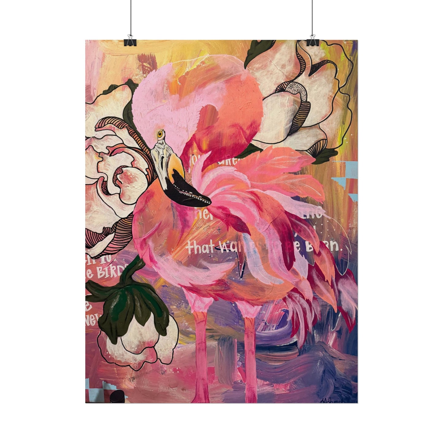 Flamingo Wall Print |Listen to the birds, not the news | Got My Pink Back