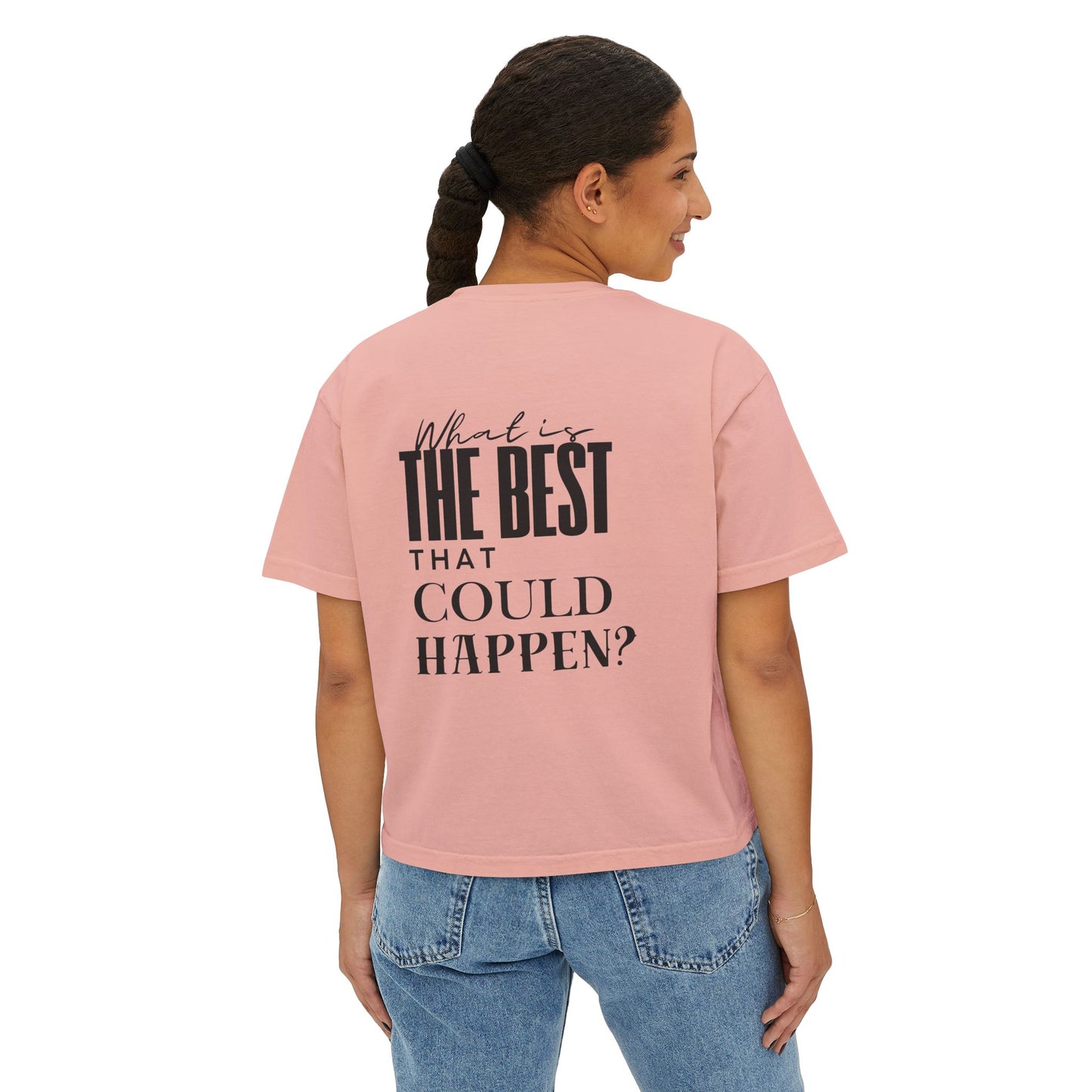 Sunset Seeker | What is the best that could happen? | Cute Boxy Tee
