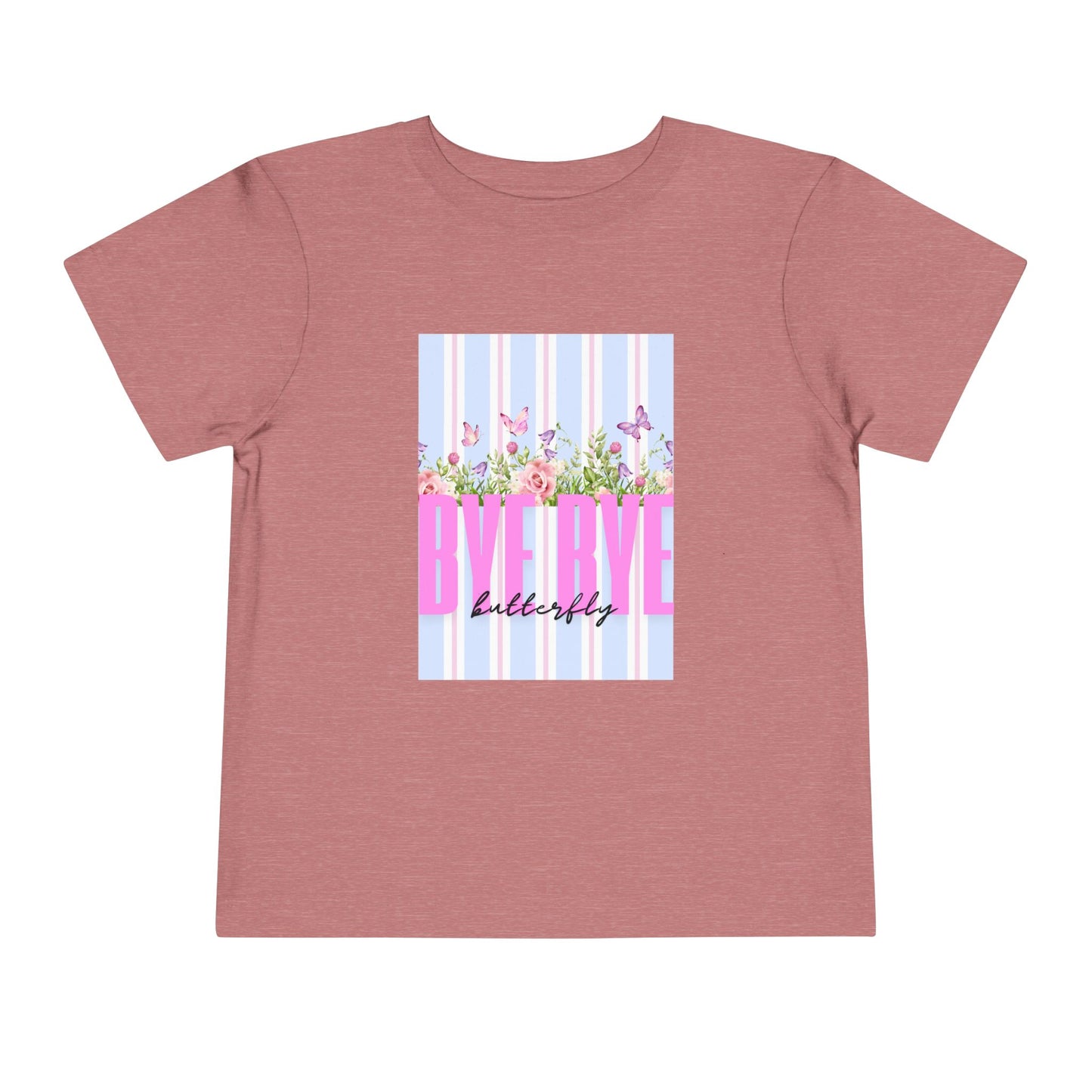 Toddler Tee — "Bye Bye" Floral Stripes Kids Shirt