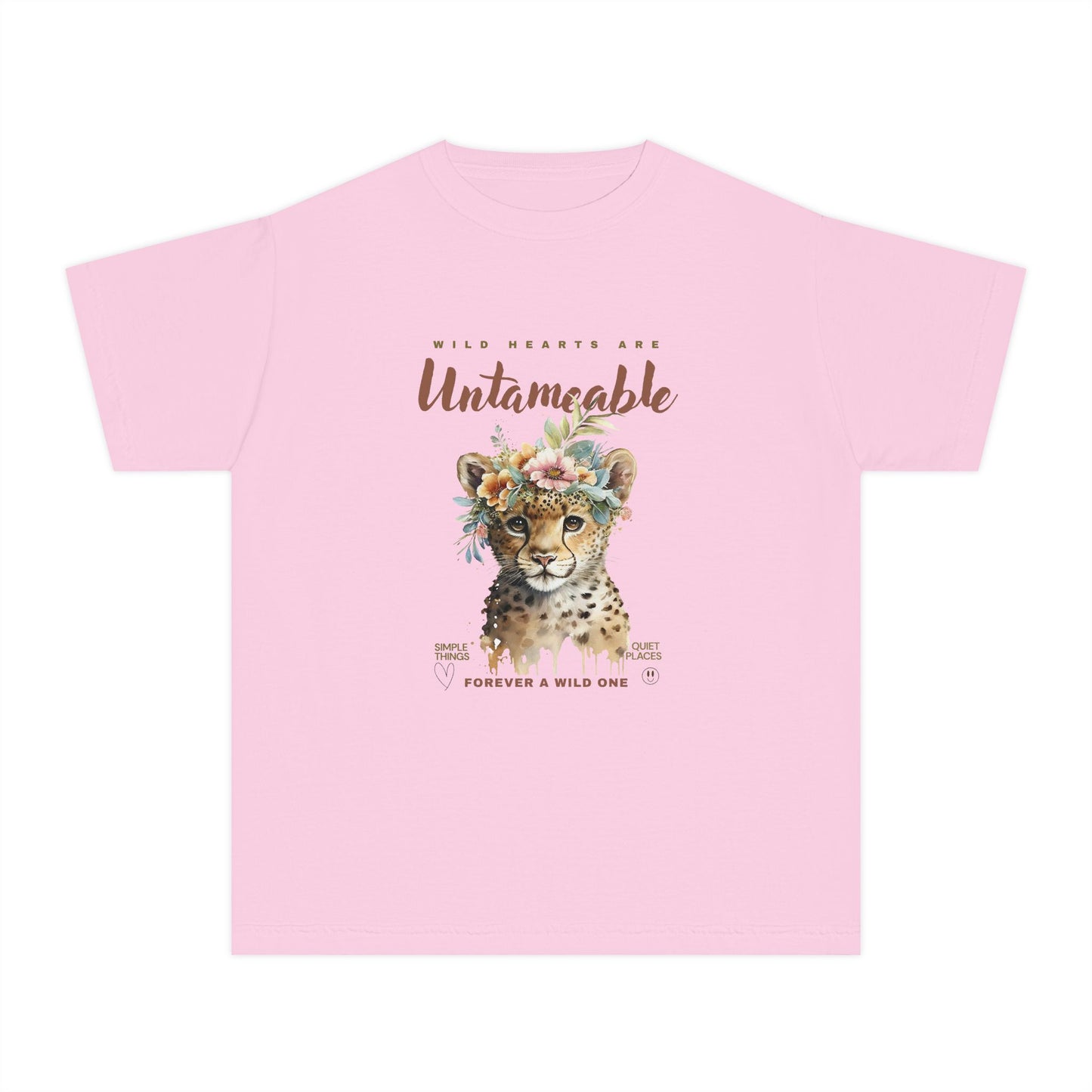 Youth Untameable Tee | Wild Cat with Flowers Tee | Forever a Wild One Tee