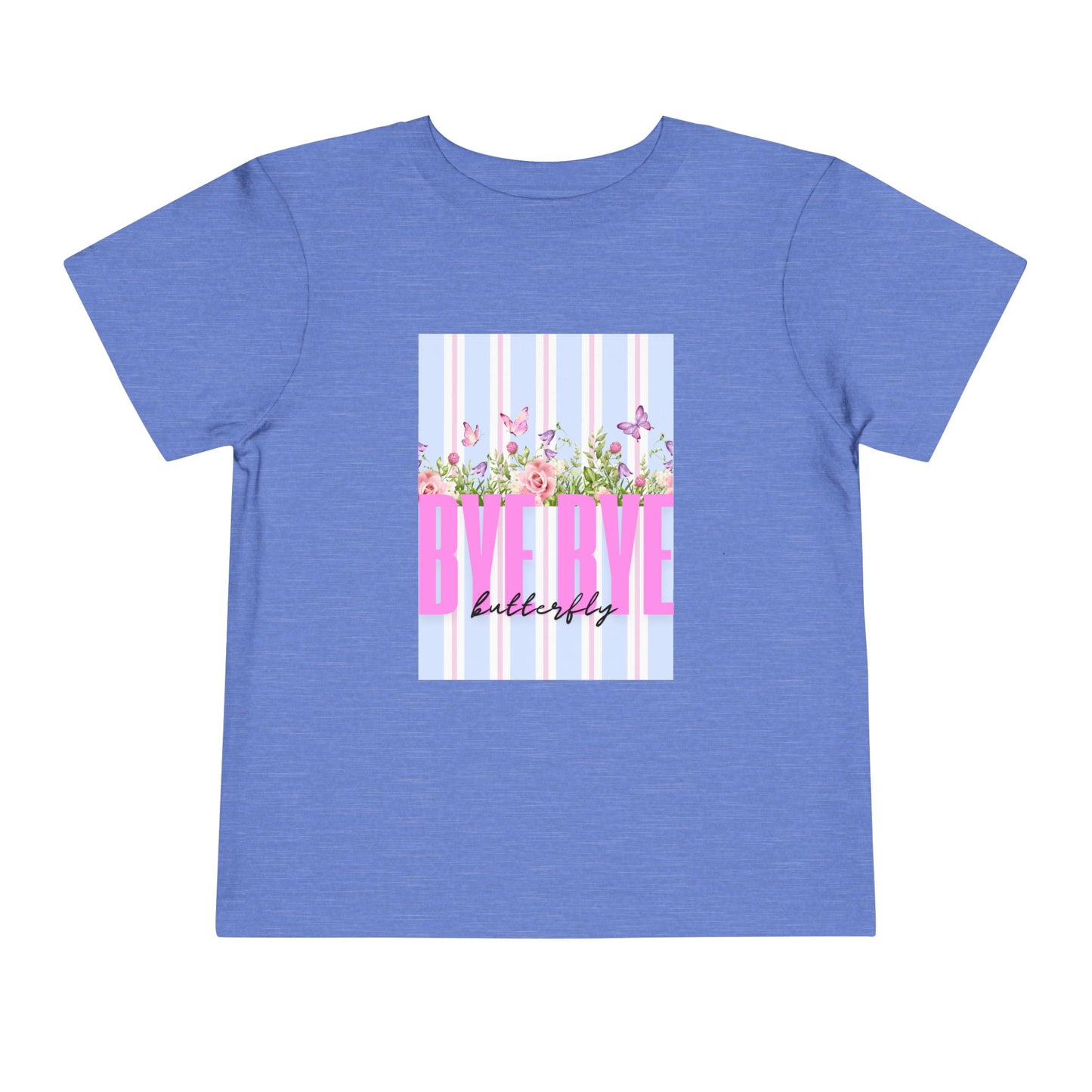Toddler Tee — "Bye Bye" Floral Stripes Kids Shirt