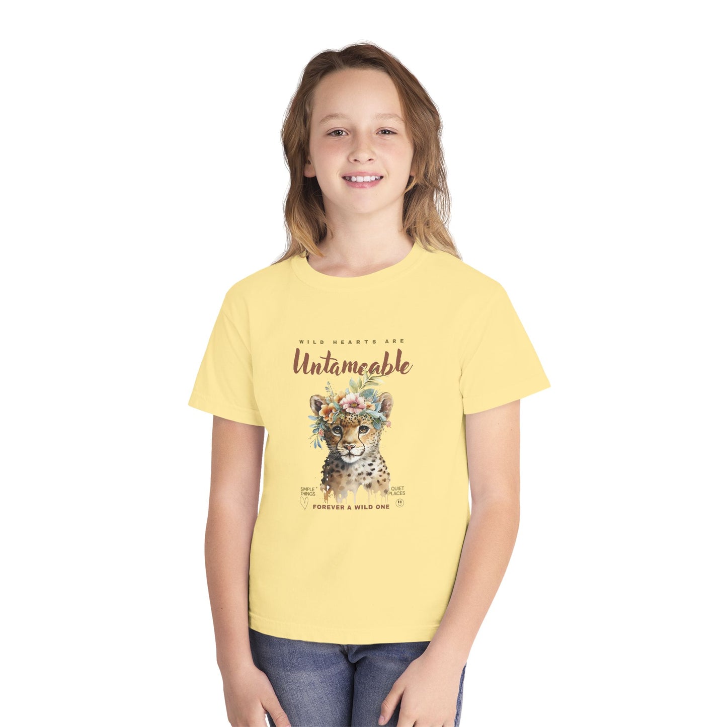 Youth Untameable Tee | Wild Cat with Flowers Tee | Forever a Wild One Tee