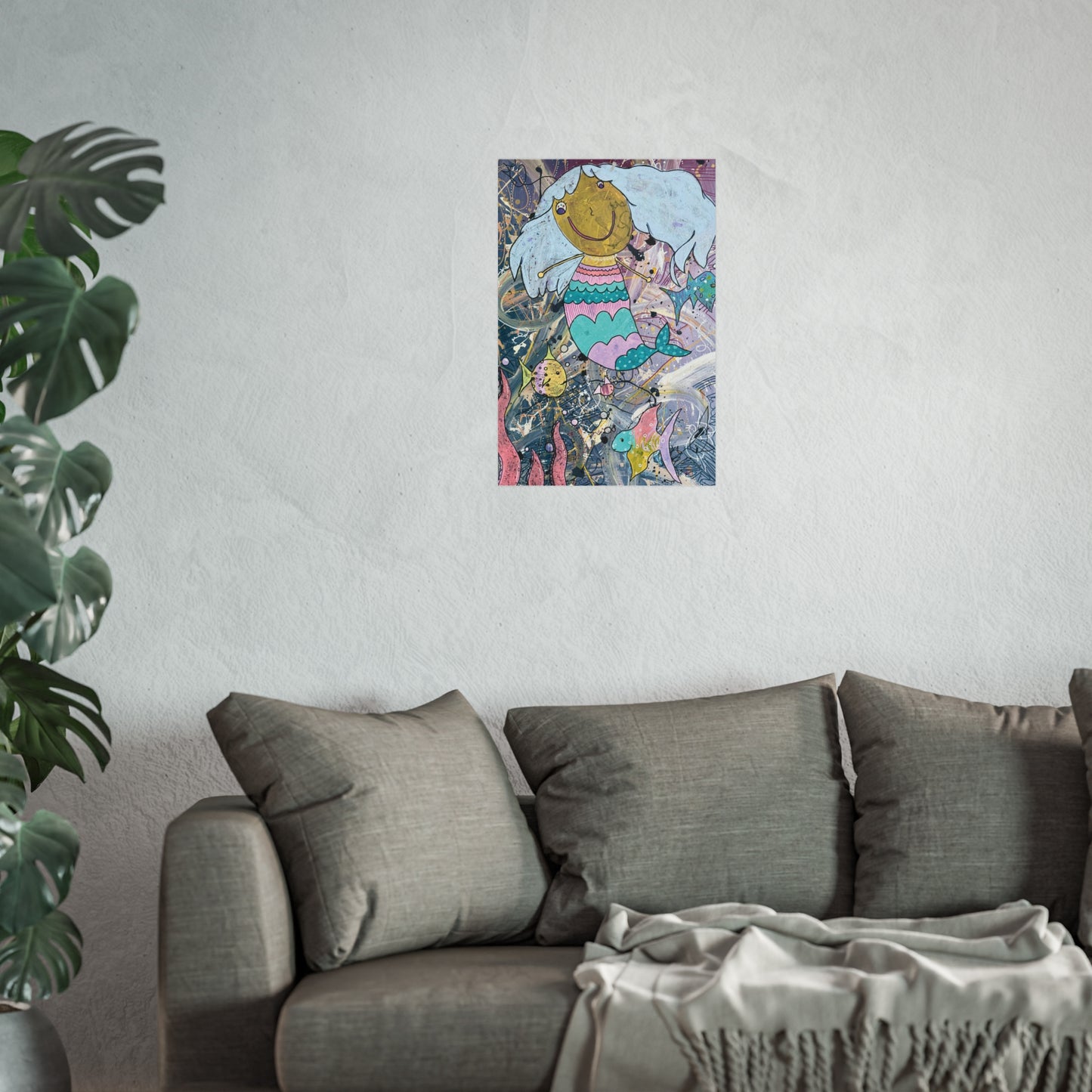 Mermaid Joy Fine Art Poster — Whimsical Underwater Kids Wall Art