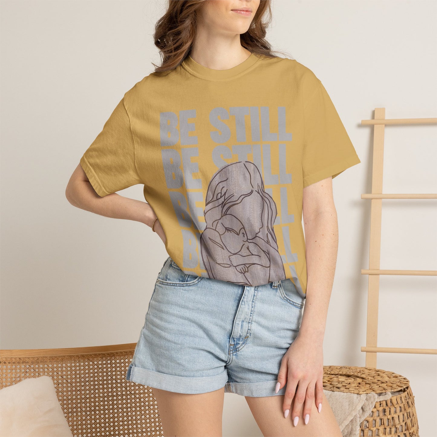 Be Still in Motherhood T-Shirt — Balancer of Chores + Cuddles, Messes + Magic