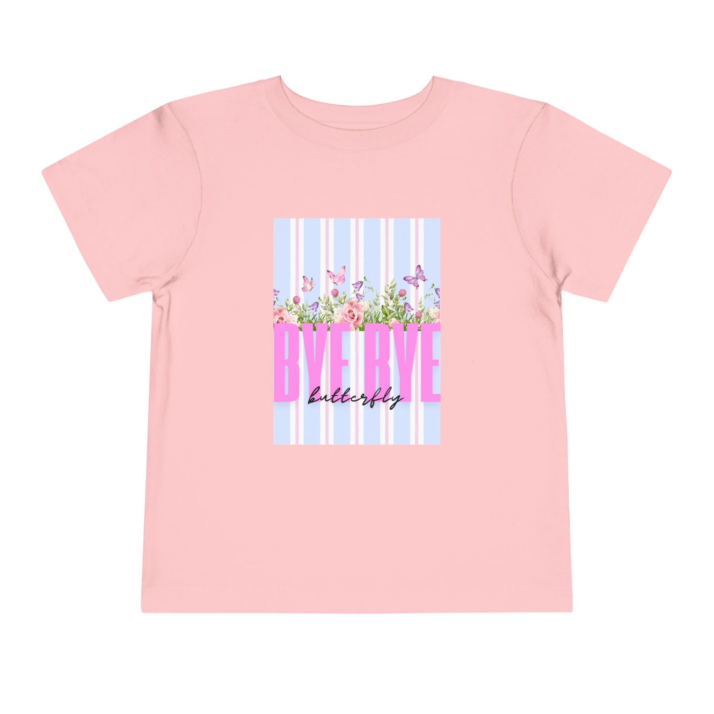 Toddler Tee — "Bye Bye" Floral Stripes Kids Shirt