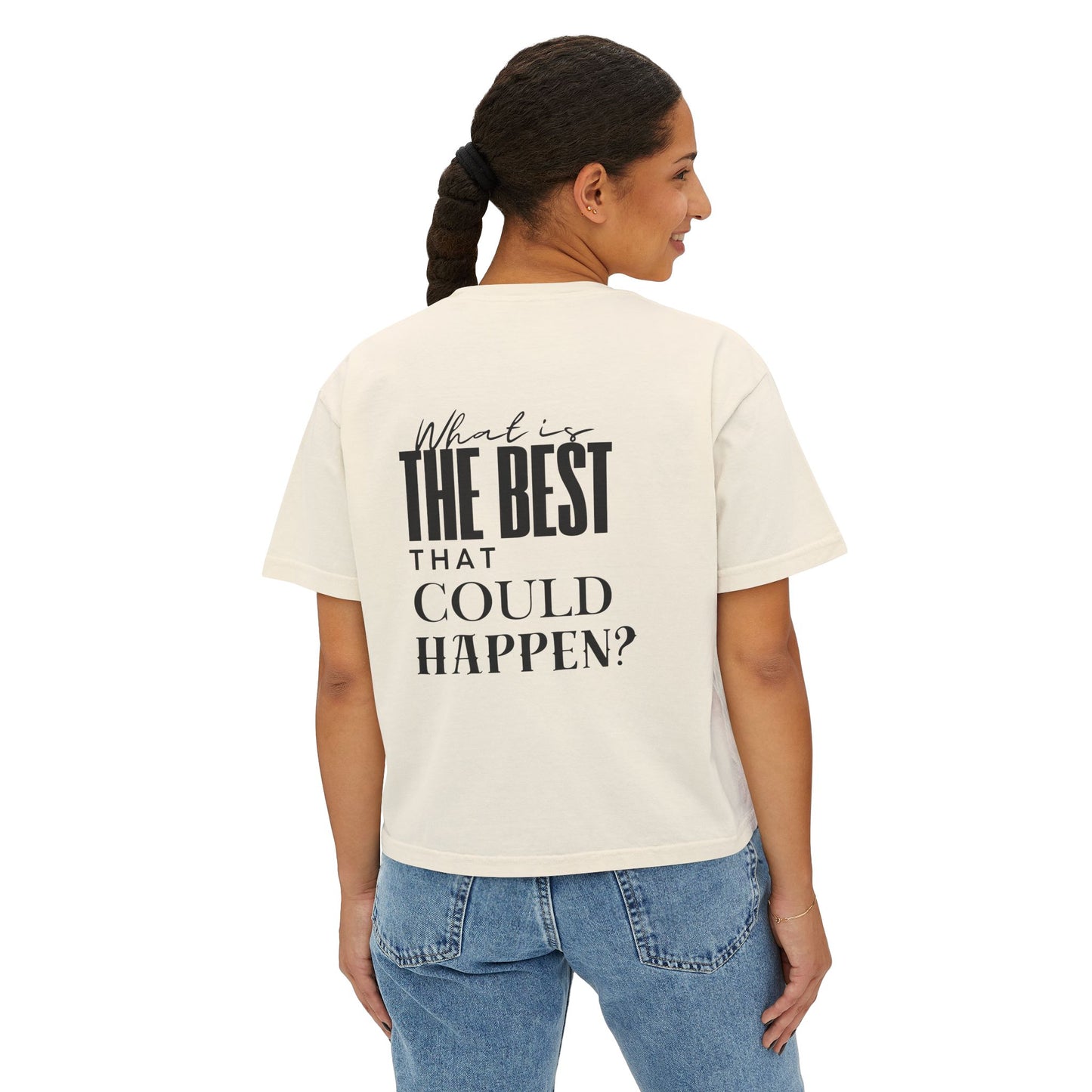 Sunset Seeker | What is the best that could happen? | Cute Boxy Tee