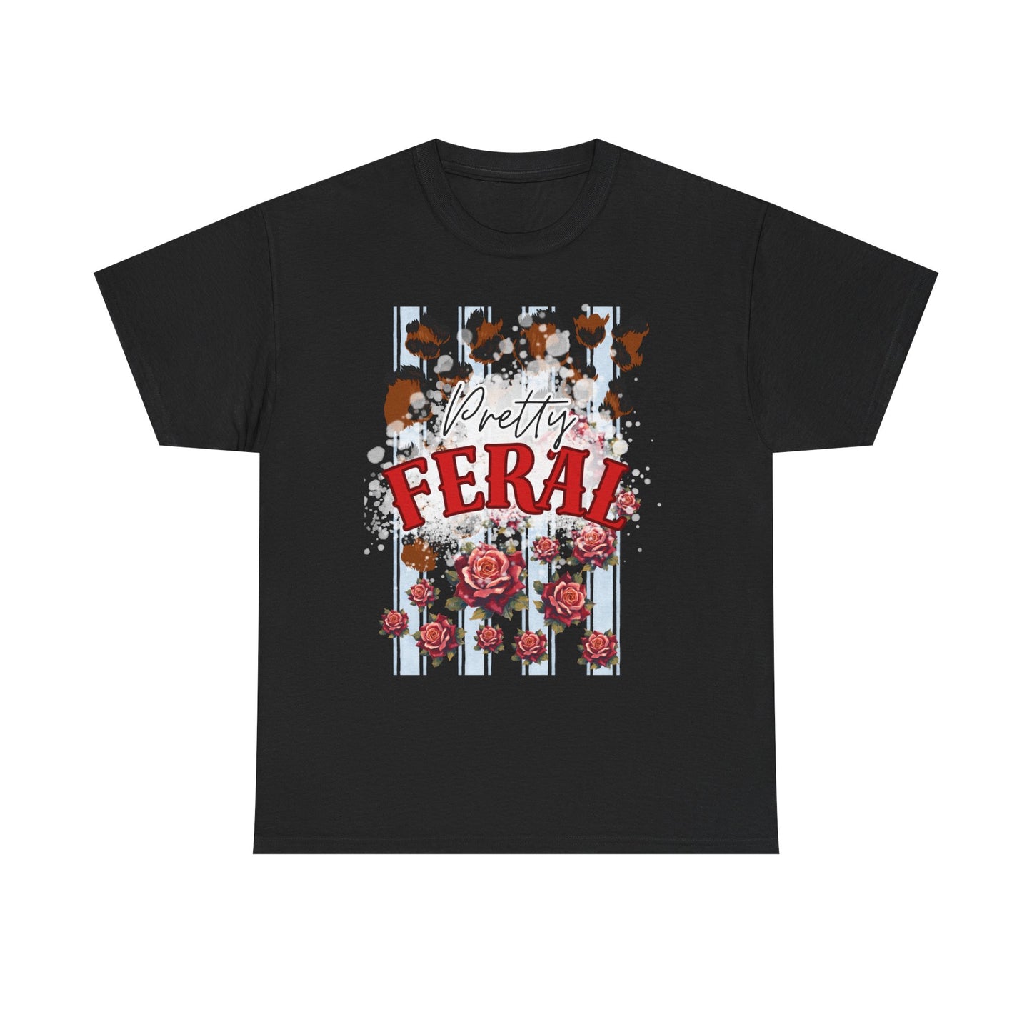 Pretty Feral Tee - Leopard Print and Roses Tee - Sky Blue Stripped Tee