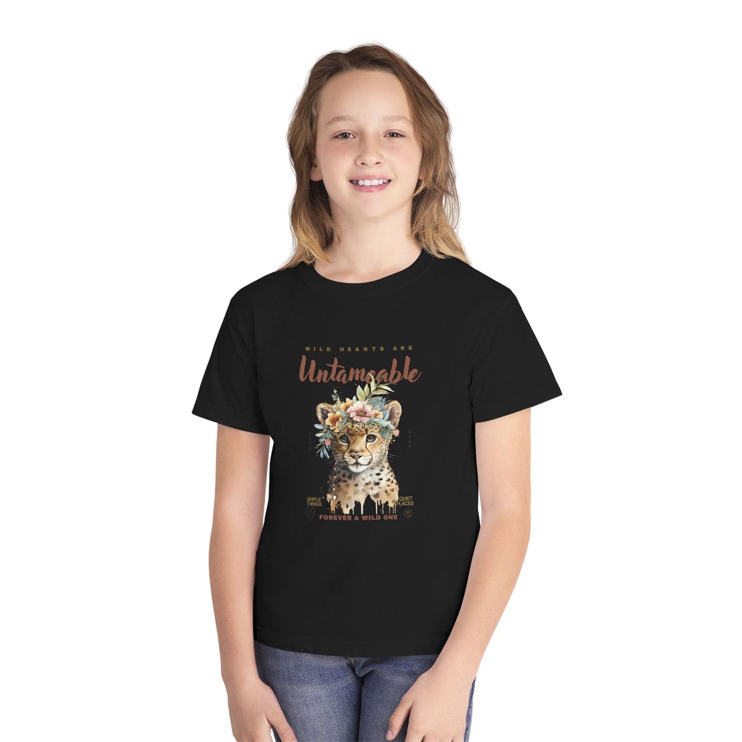 Youth Untameable Tee | Wild Cat with Flowers Tee | Forever a Wild One Tee