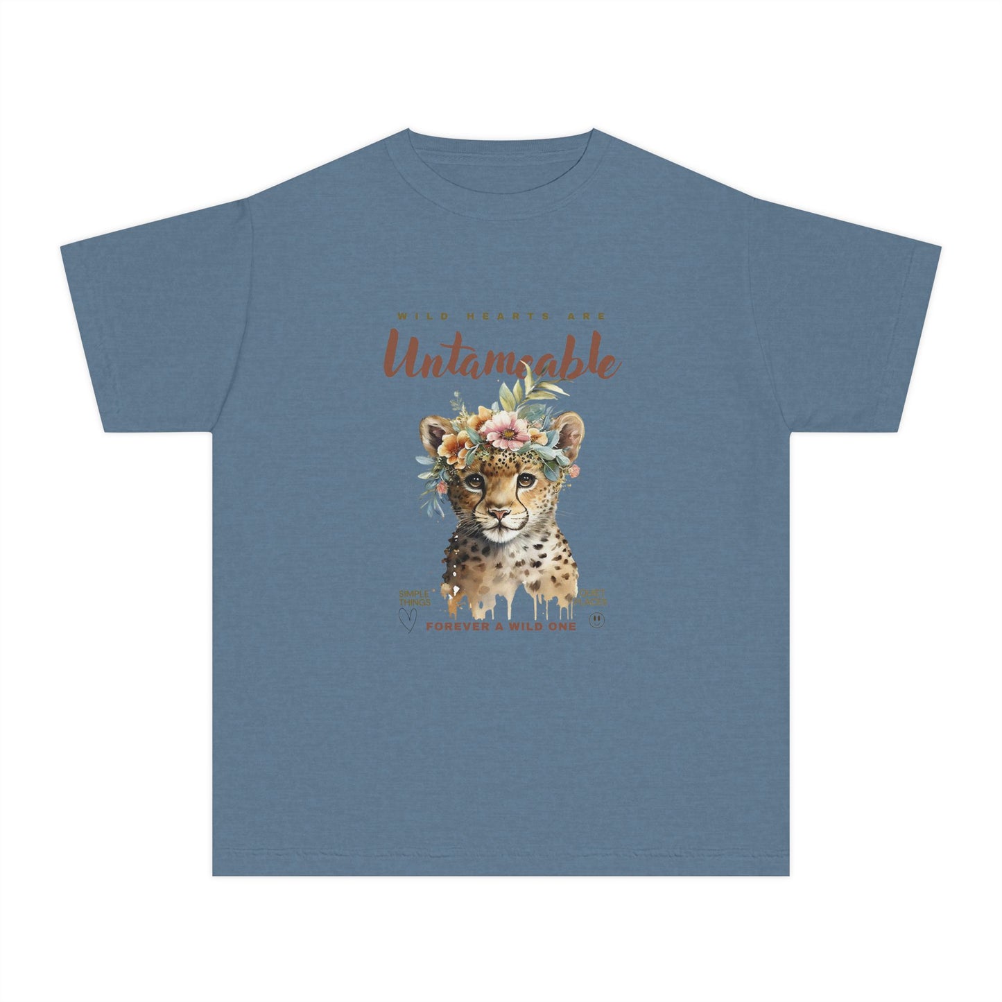 Youth Untameable Tee | Wild Cat with Flowers Tee | Forever a Wild One Tee