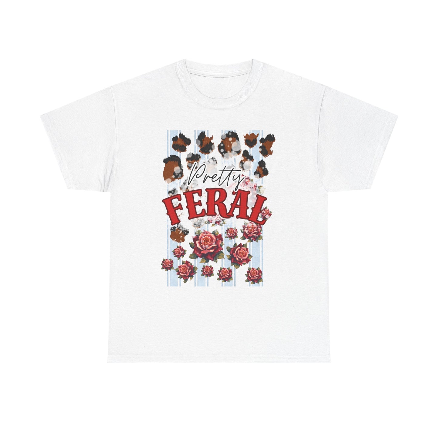 Pretty Feral Tee - Leopard Print and Roses Tee - Sky Blue Stripped Tee