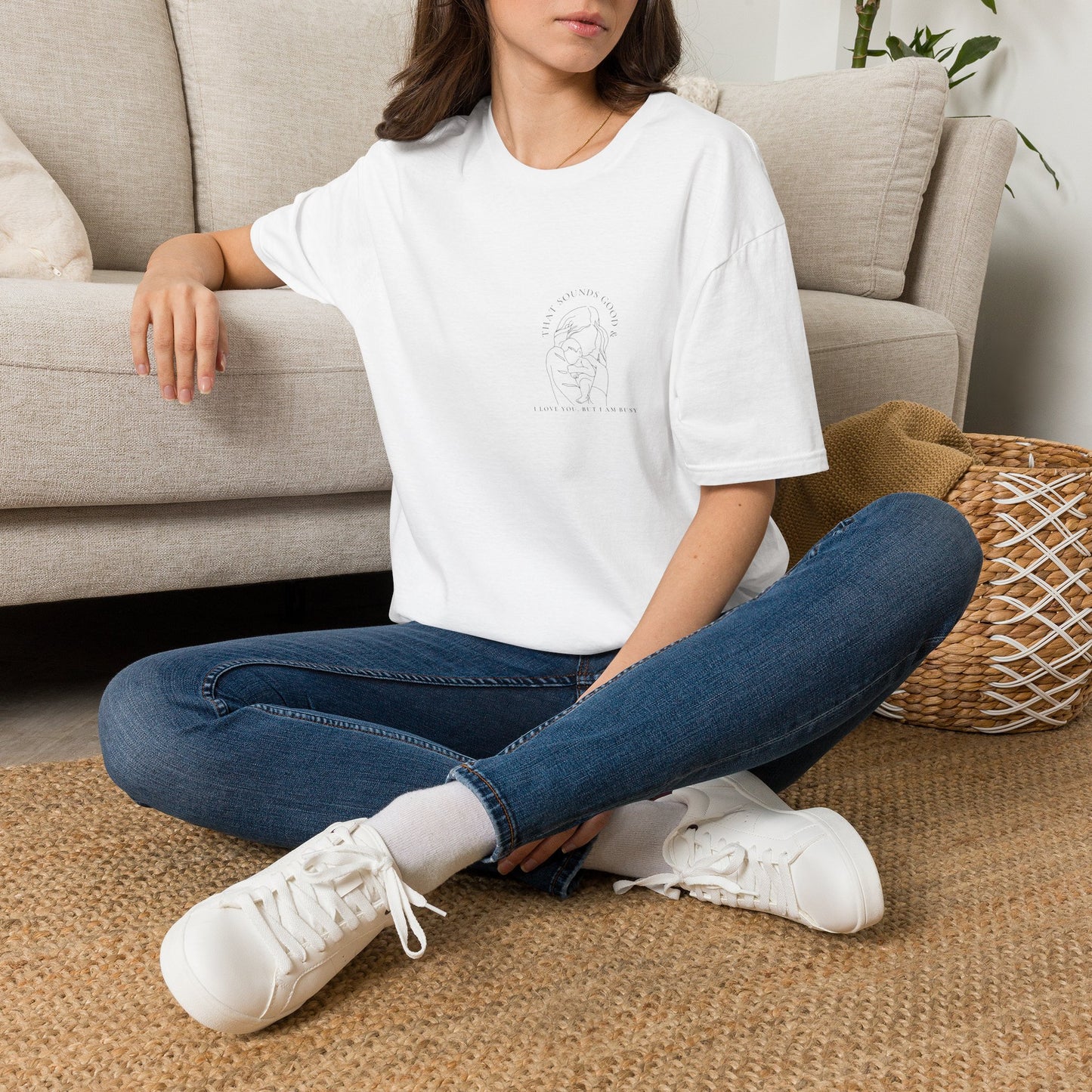 Motherhood Line Art Tee — Minimal Funny Mom Day-to-Day Shirt