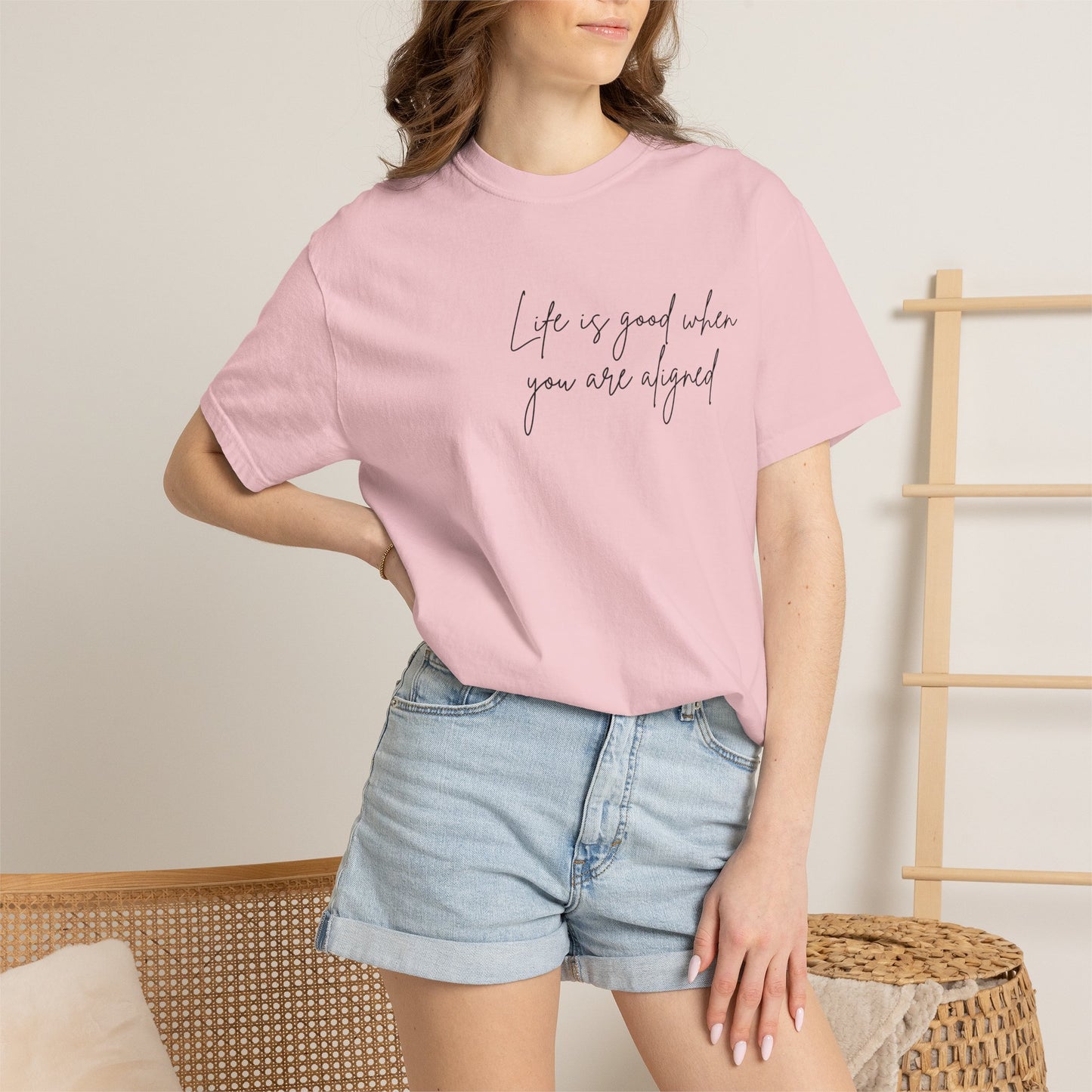 Life is better when your aligned | Floral Spine Tee | Cute Line Art Tee