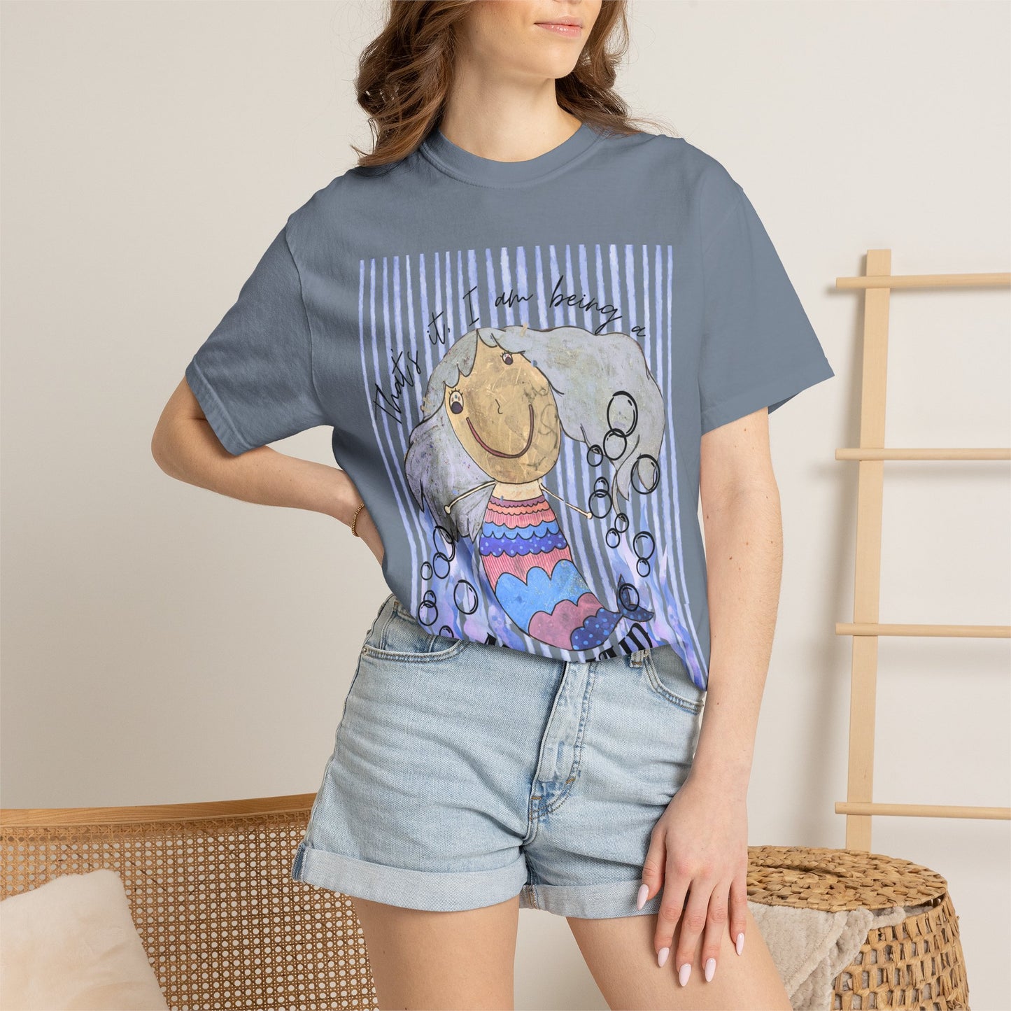 Mermaid Watercolor Graphic T-Shirt — "Just a Little Mermaid"