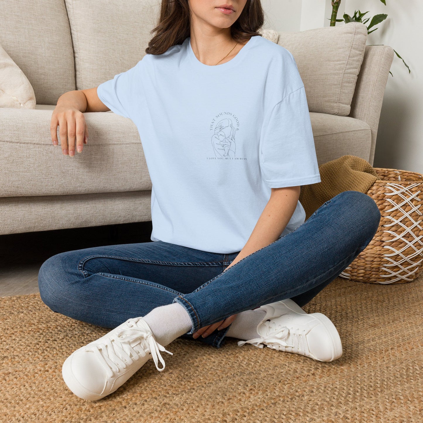 Motherhood Line Art Tee — Minimal Funny Mom Day-to-Day Shirt