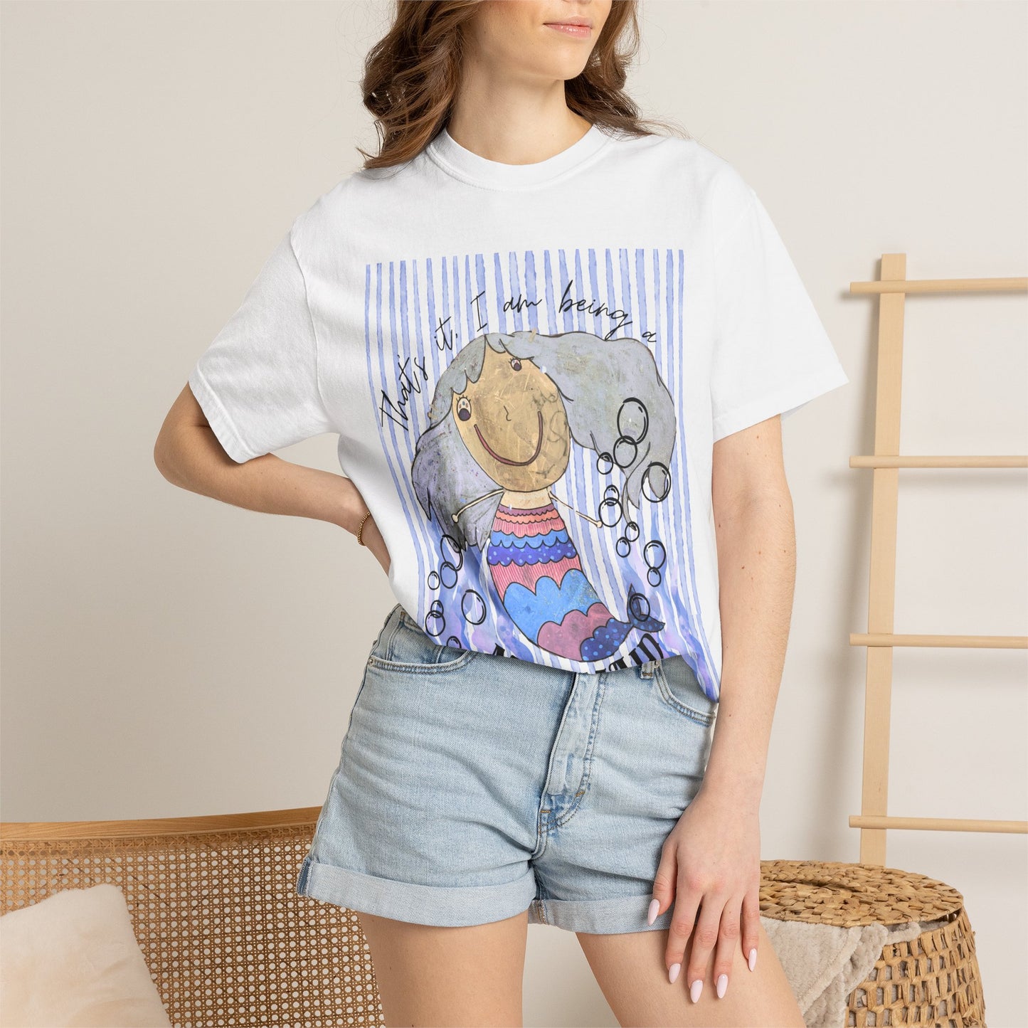 Mermaid Watercolor Graphic T-Shirt — "Just a Little Mermaid"