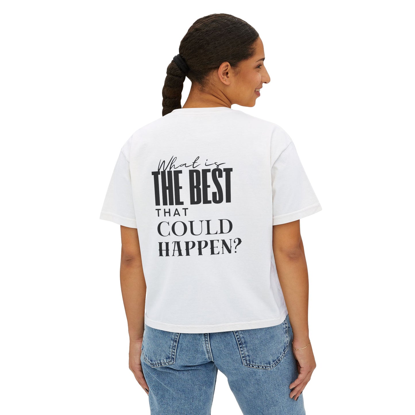 Sunset Seeker | What is the best that could happen? | Cute Boxy Tee
