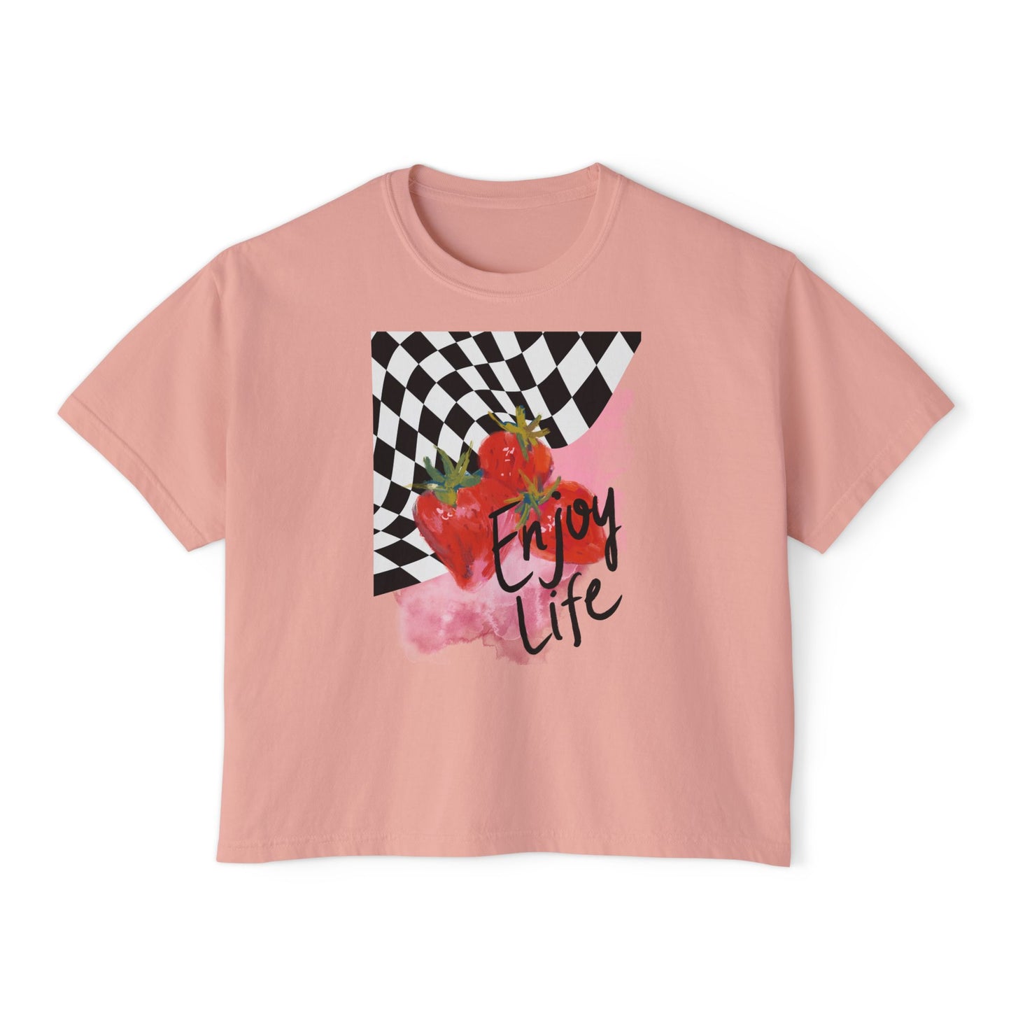 Checkered Enjoy Life Boxy Tee
