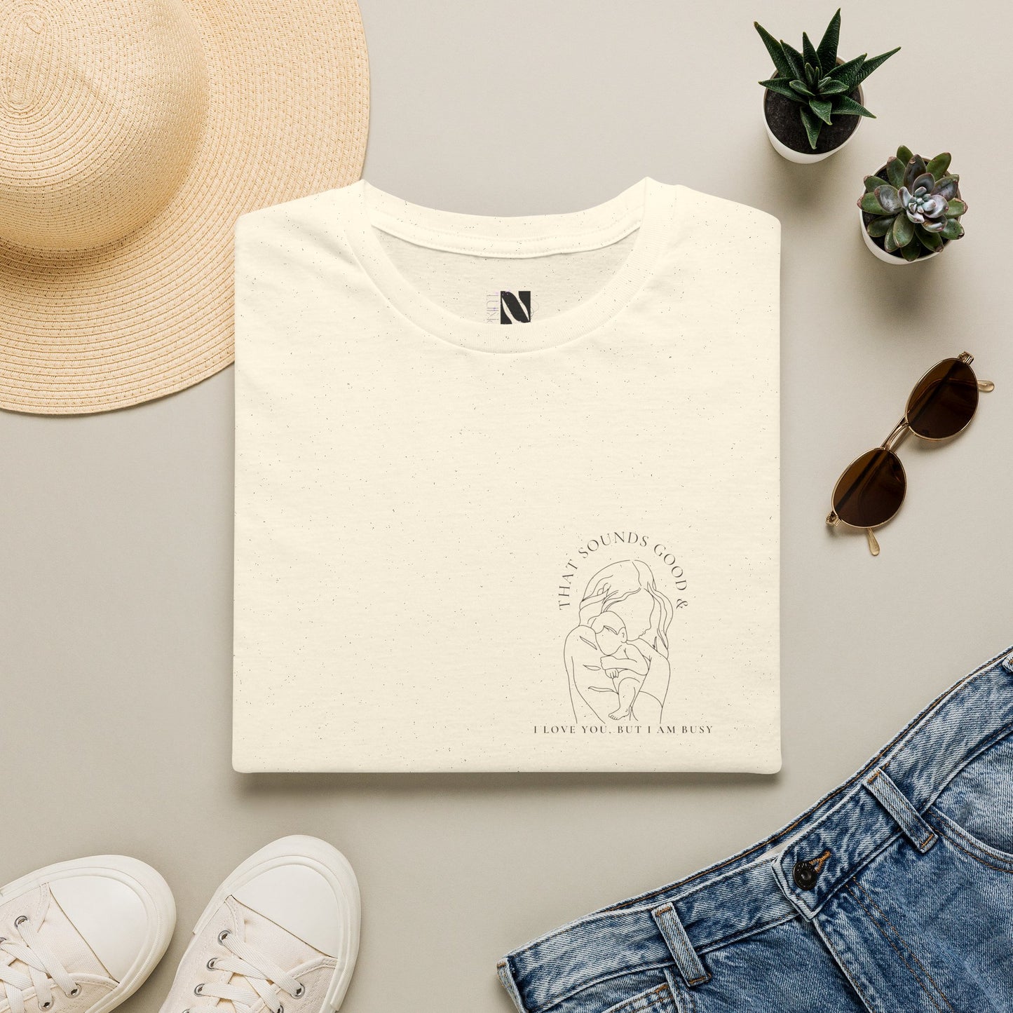 Motherhood Line Art Tee — Minimal Funny Mom Day-to-Day Shirt