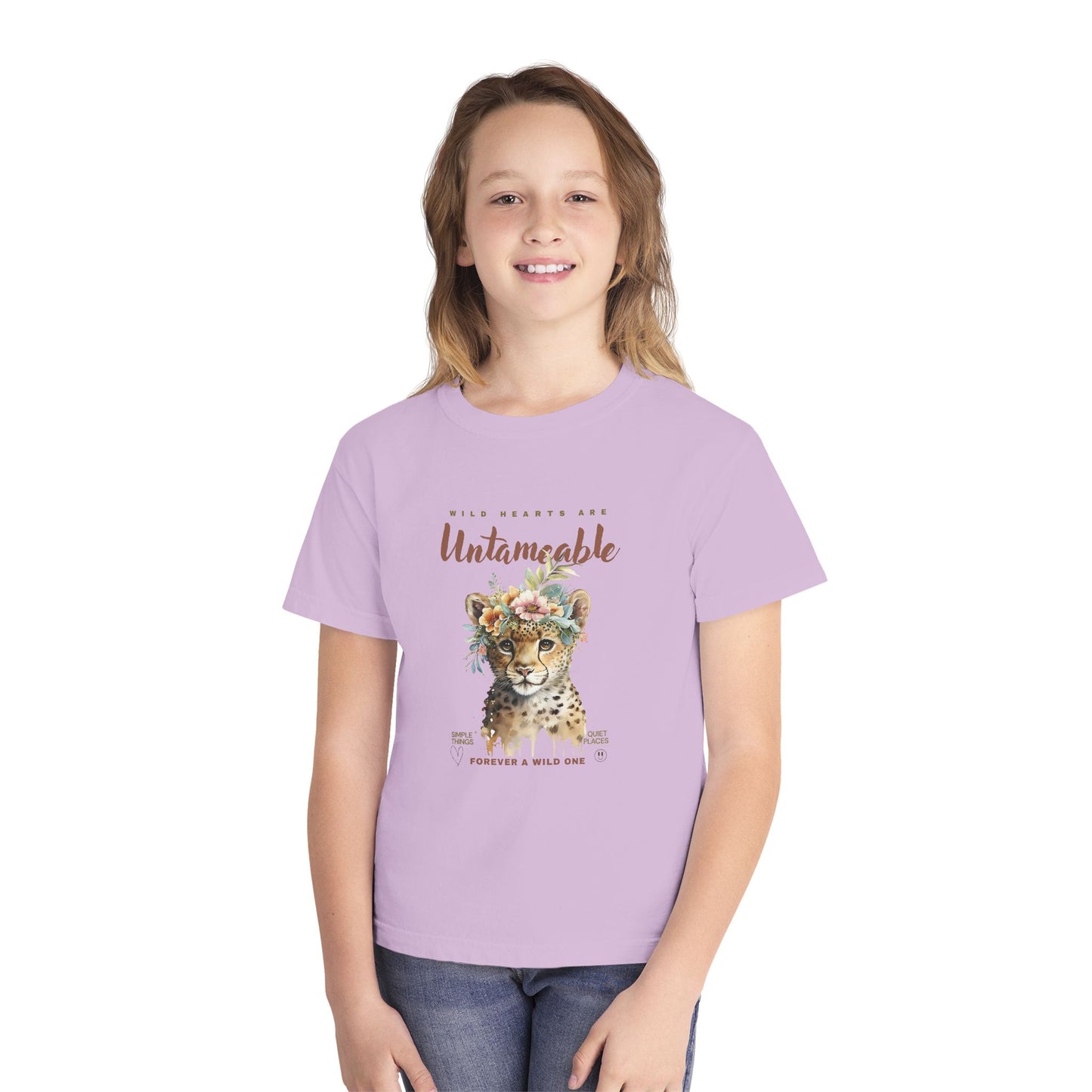 Youth Untameable Tee | Wild Cat with Flowers Tee | Forever a Wild One Tee