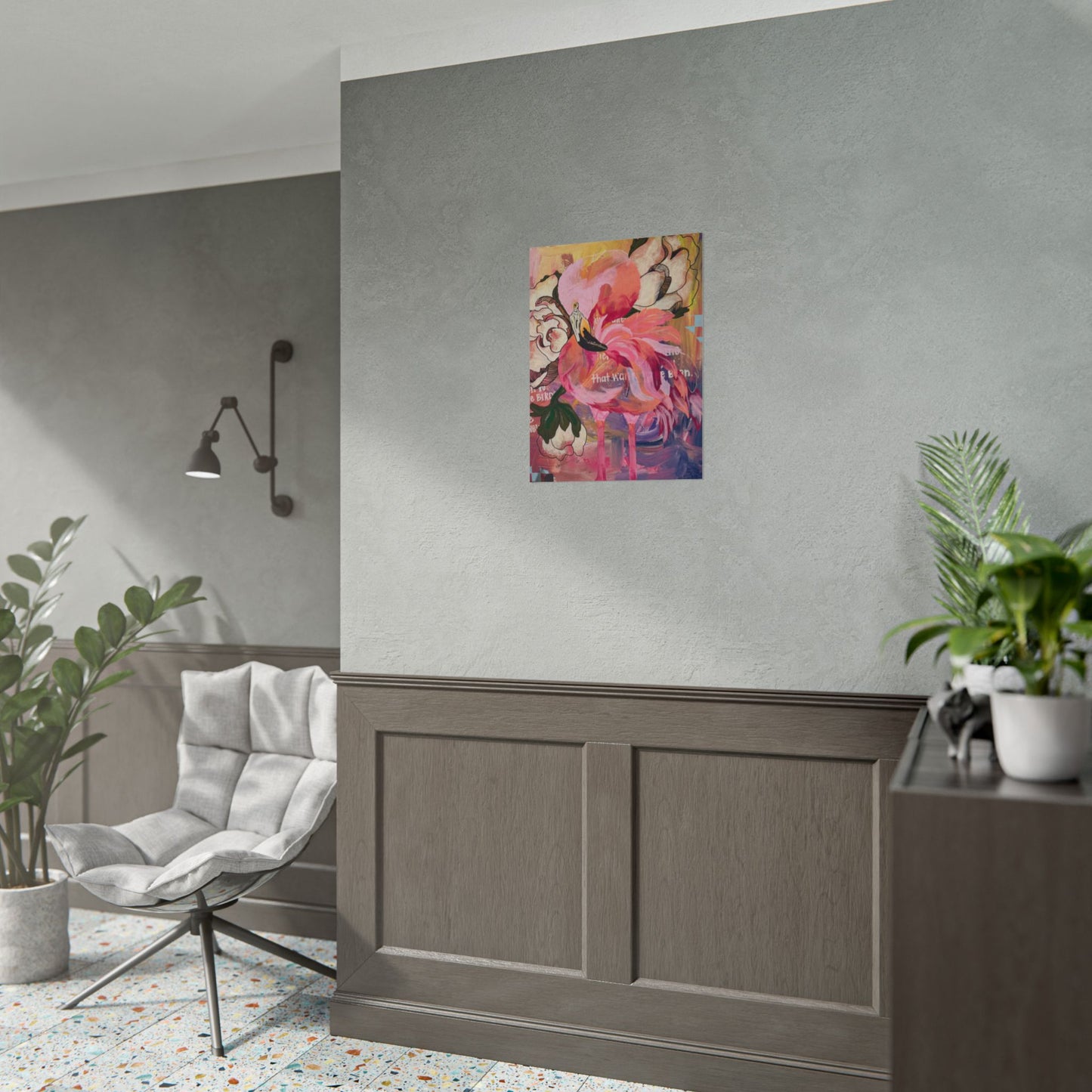 Flamingo Wall Print |Listen to the birds, not the news | Got My Pink Back