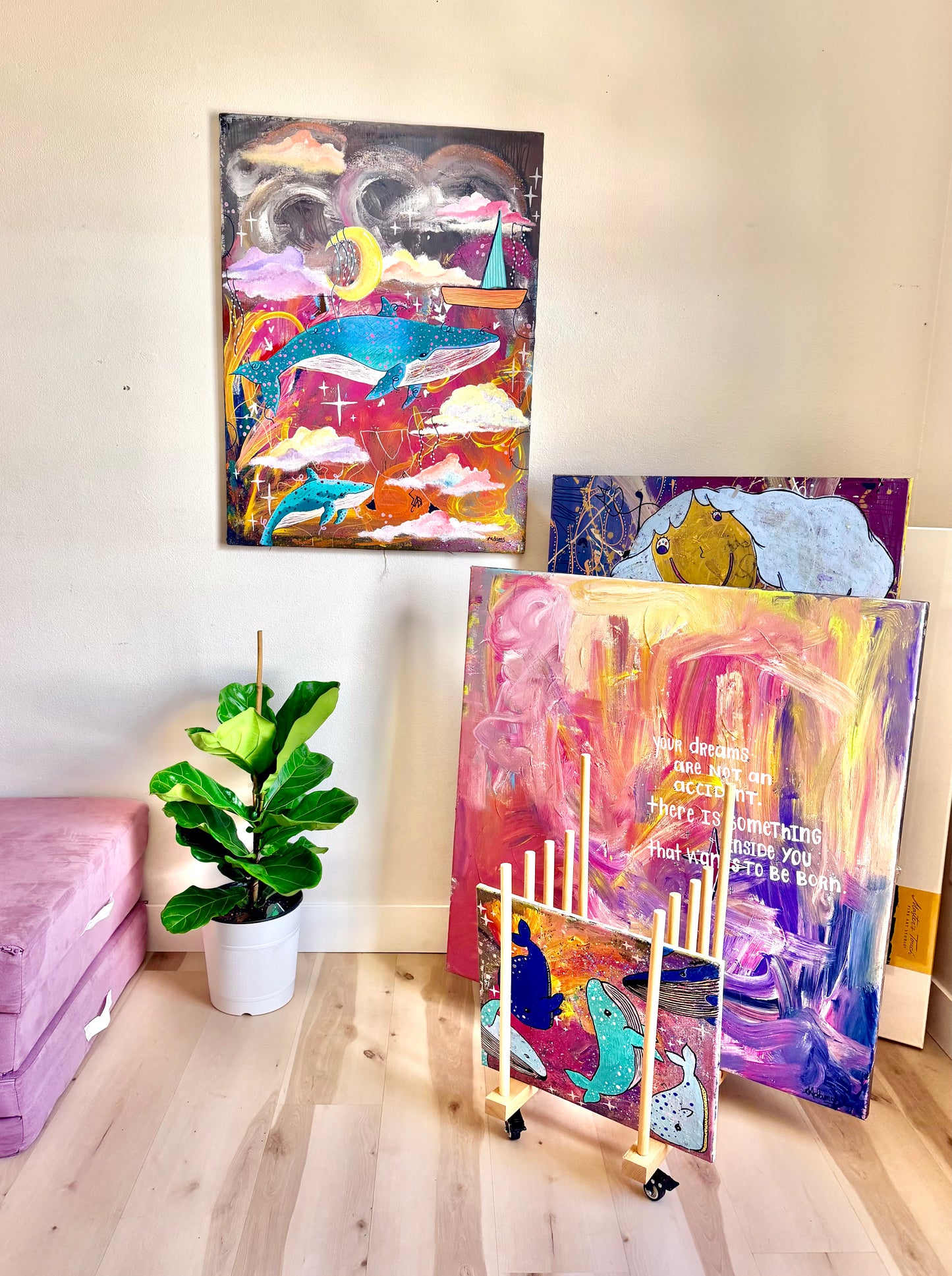 Whales OF The Sky - Original Acrylic Painting