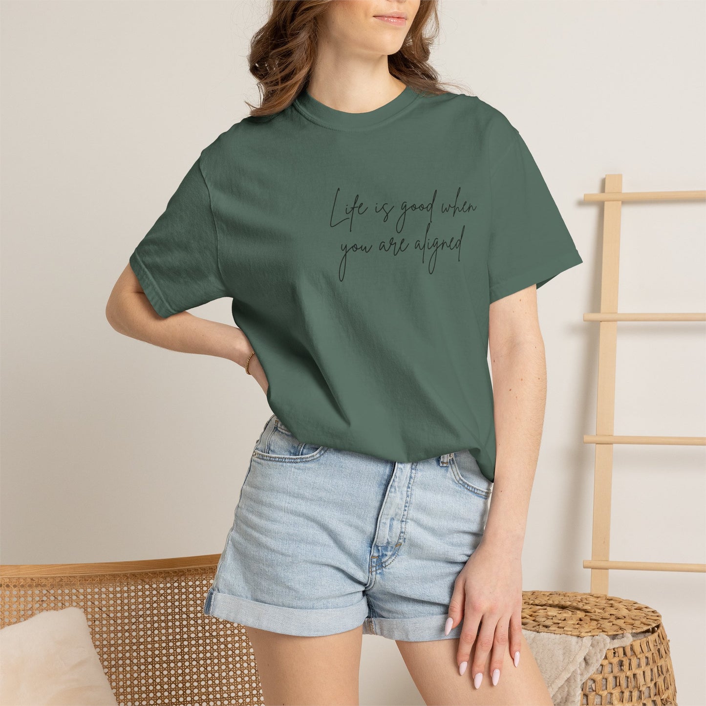 Life is better when your aligned | Floral Spine Tee | Cute Line Art Tee