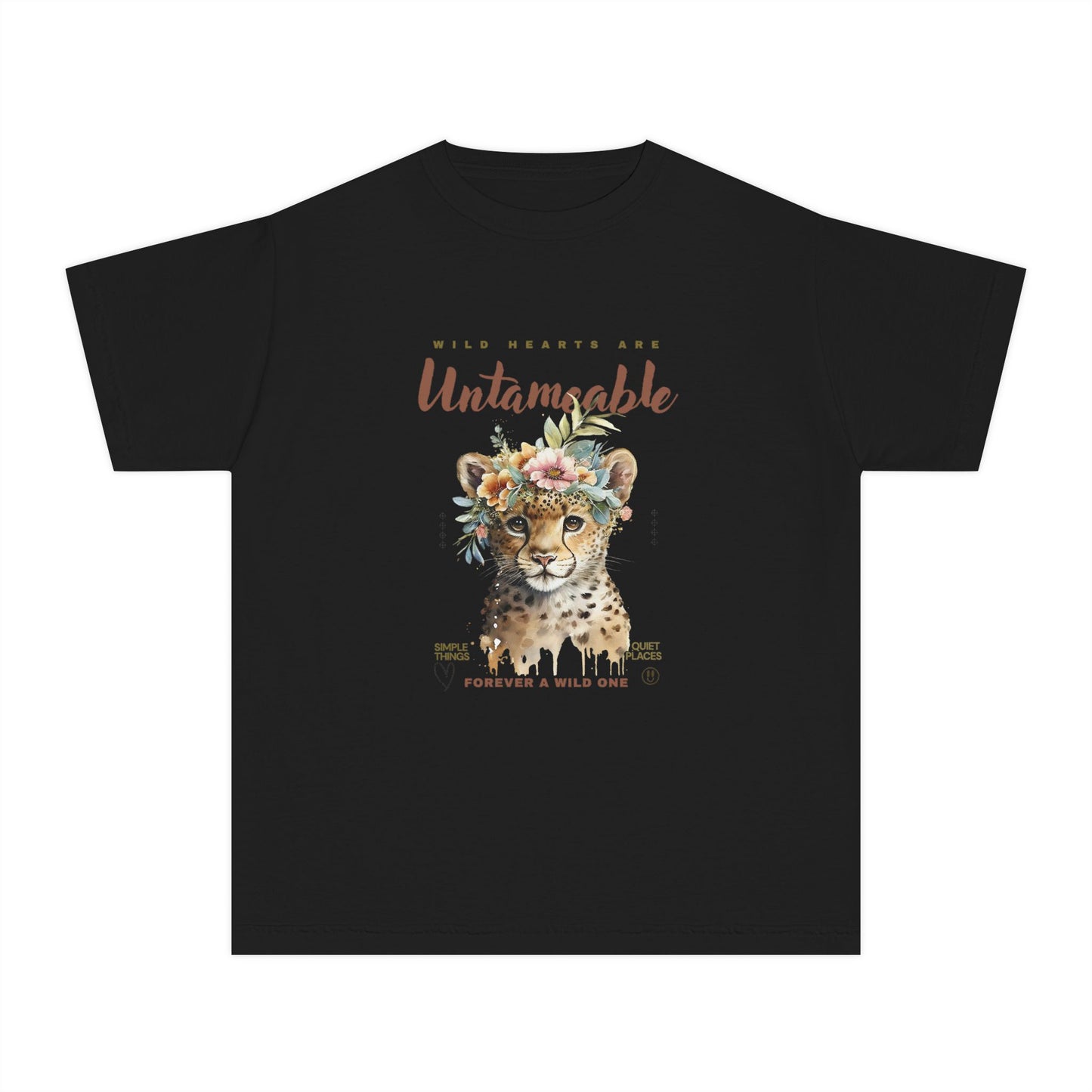 Youth Untameable Tee | Wild Cat with Flowers Tee | Forever a Wild One Tee