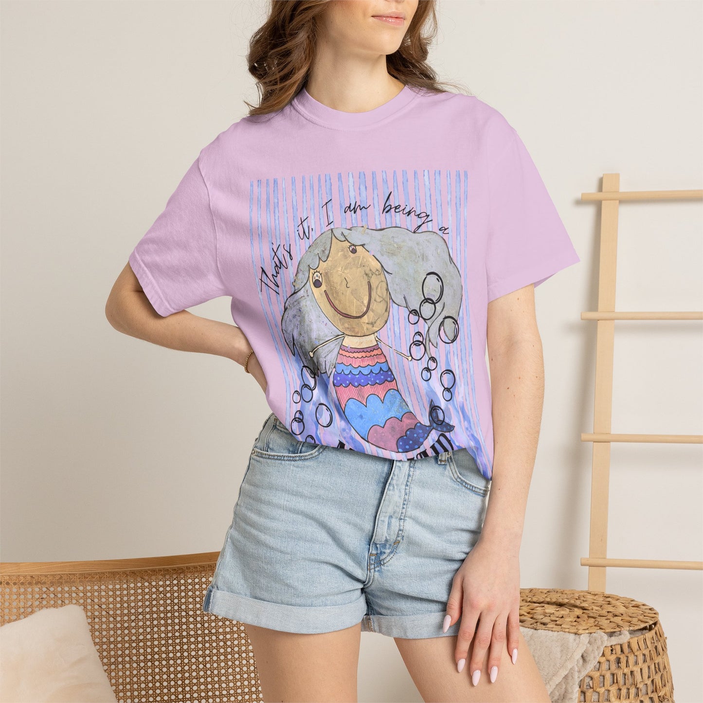 Mermaid Watercolor Graphic T-Shirt — "Just a Little Mermaid"