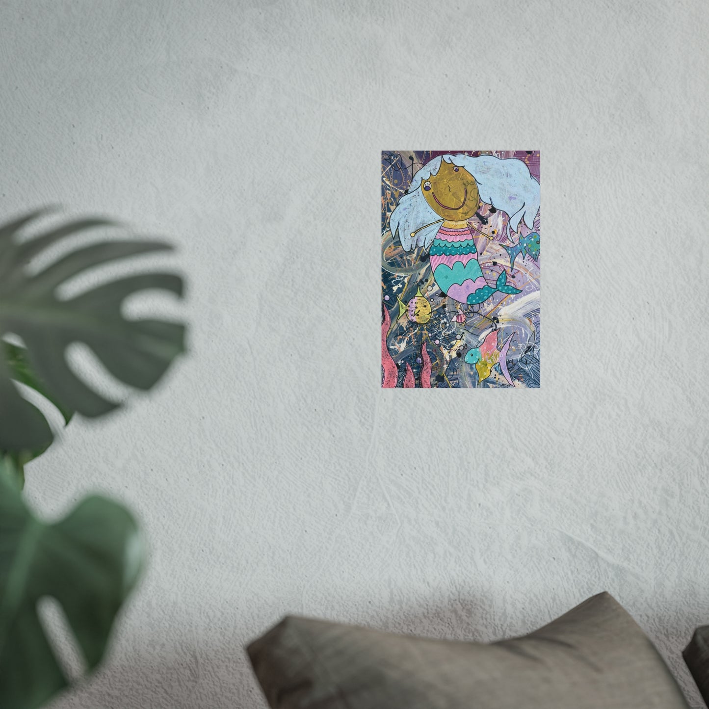 Mermaid Joy Fine Art Poster — Whimsical Underwater Kids Wall Art