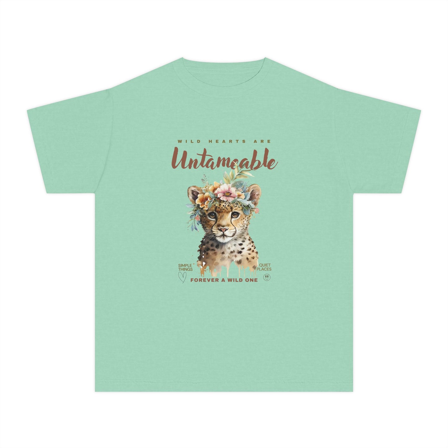 Youth Untameable Tee | Wild Cat with Flowers Tee | Forever a Wild One Tee