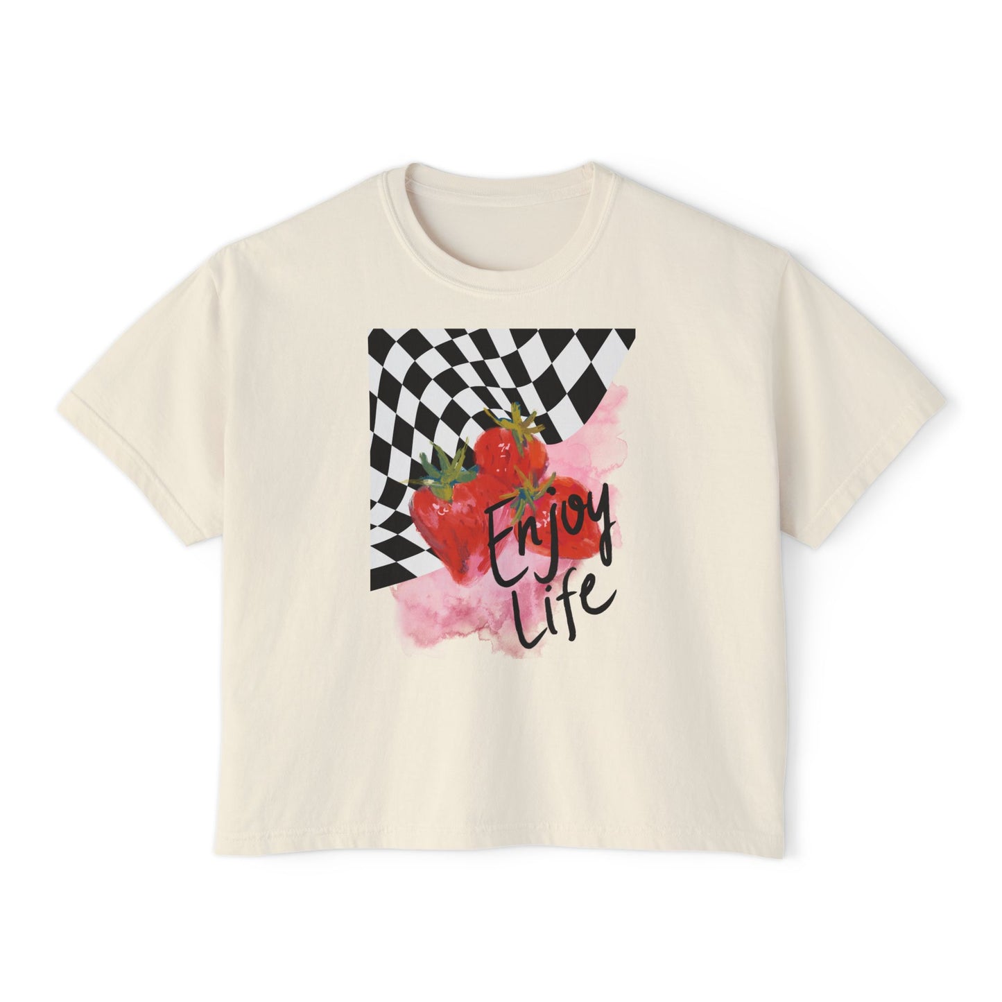 Checkered Enjoy Life Boxy Tee