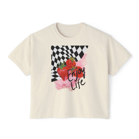 Checkered Enjoy Life Boxy Tee