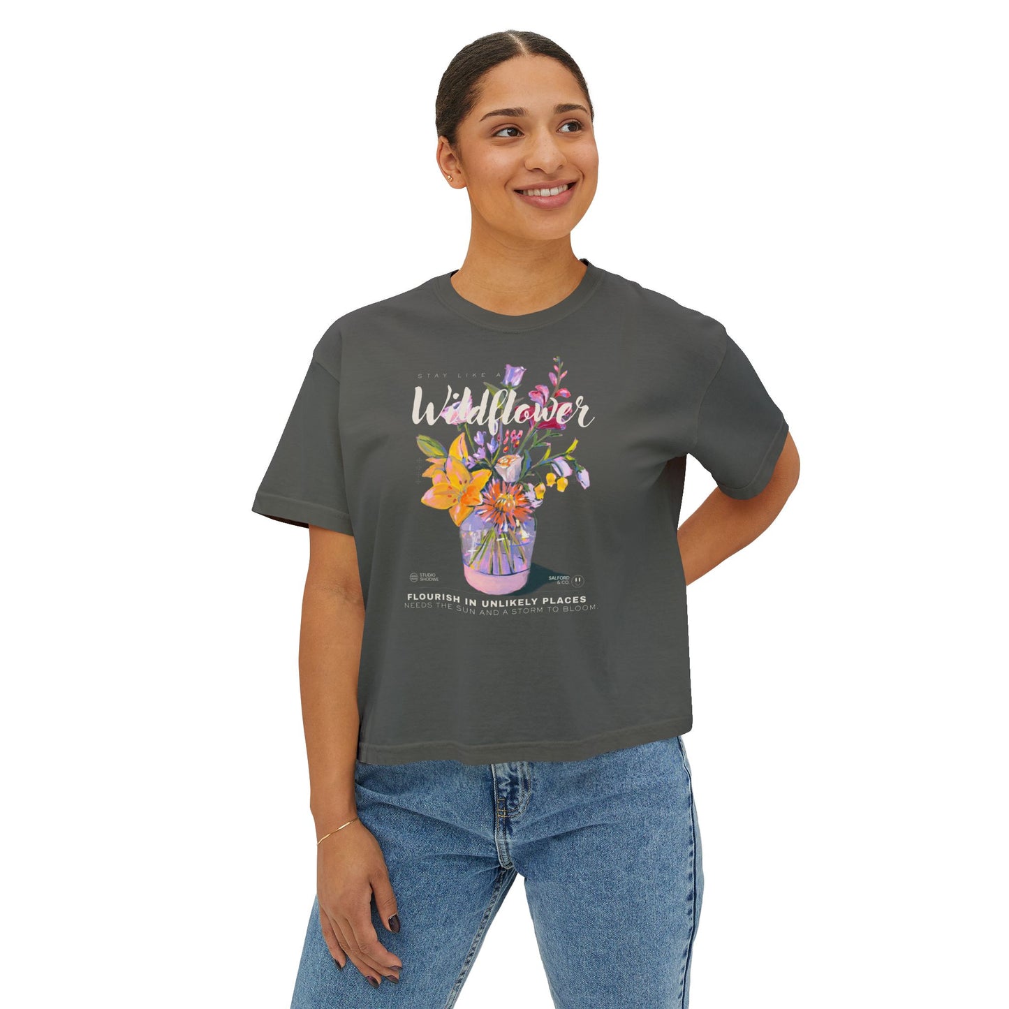 Women's Boxy Wildflower Tee | Stay Like A Wildflower Tee