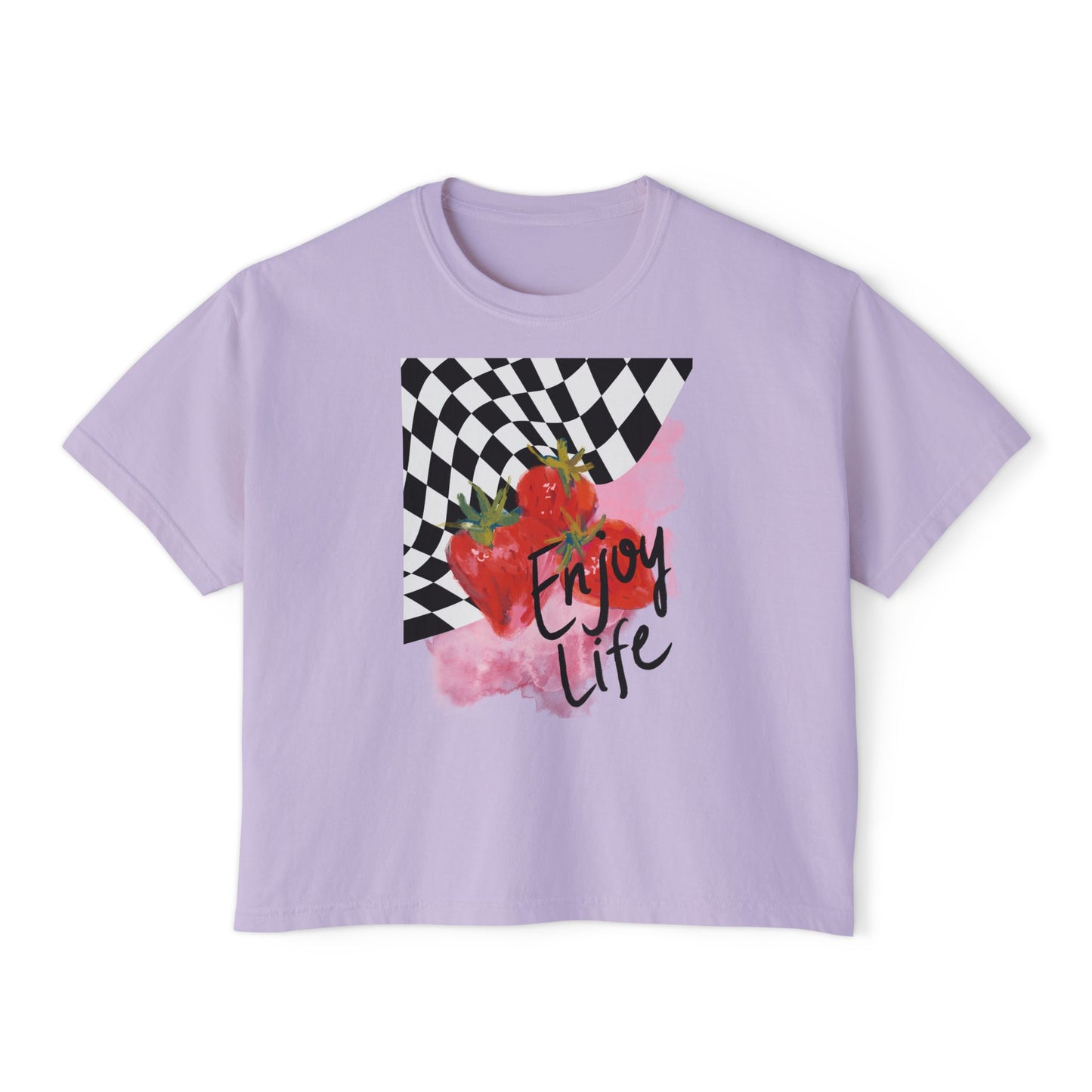 Checkered Enjoy Life Boxy Tee
