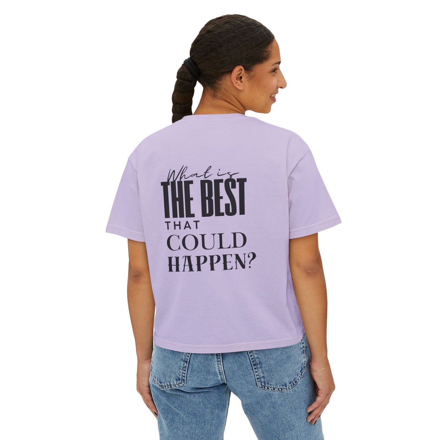 Sunset Seeker | What is the best that could happen? | Cute Boxy Tee